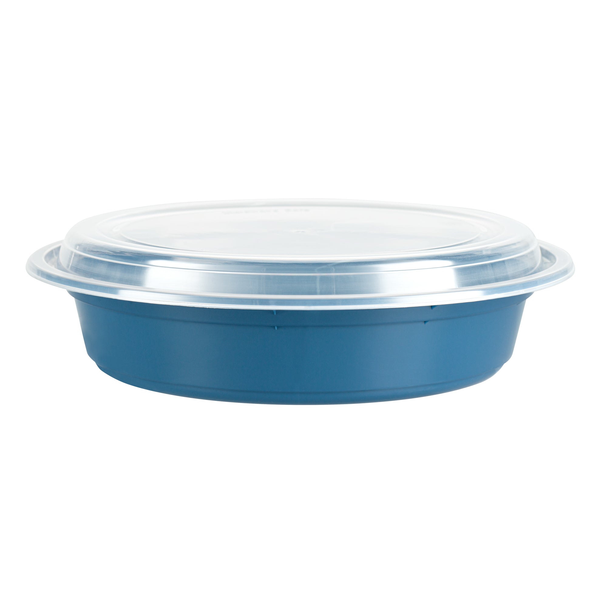 48oz Midnight Blue Plastic Food Storage Containers with Clear Lids - 9x9x1.75 Inches, Microwave Safe, 100-Pack - Perfect for Meal Prep, Takeout, Leftovers & Restaurant Bulk Storage