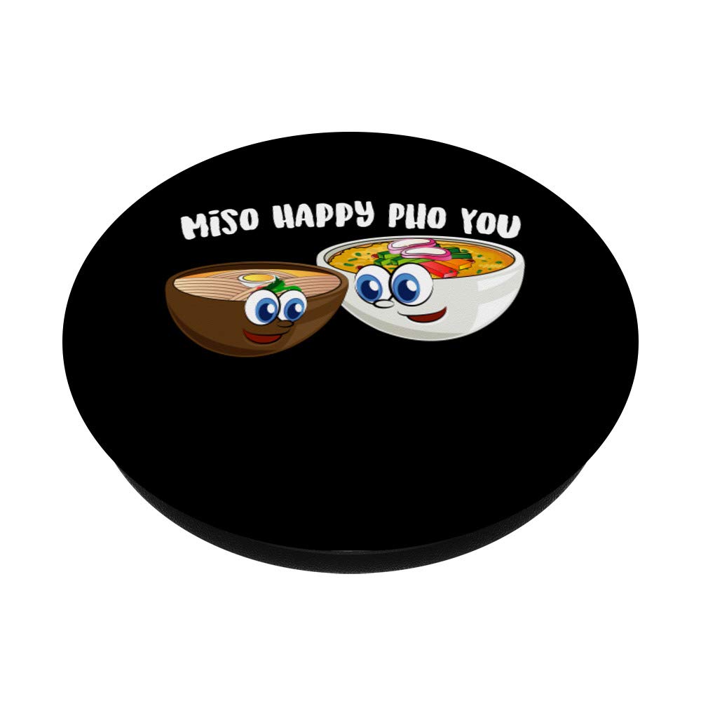 Funny Asian Food Soup Lover Gift - Cute Miso Happy Pho PopSockets PopGrip | Swappable Phone & Tablet Grip | Perfect for Ramen Lovers & Bubble Tea Fans