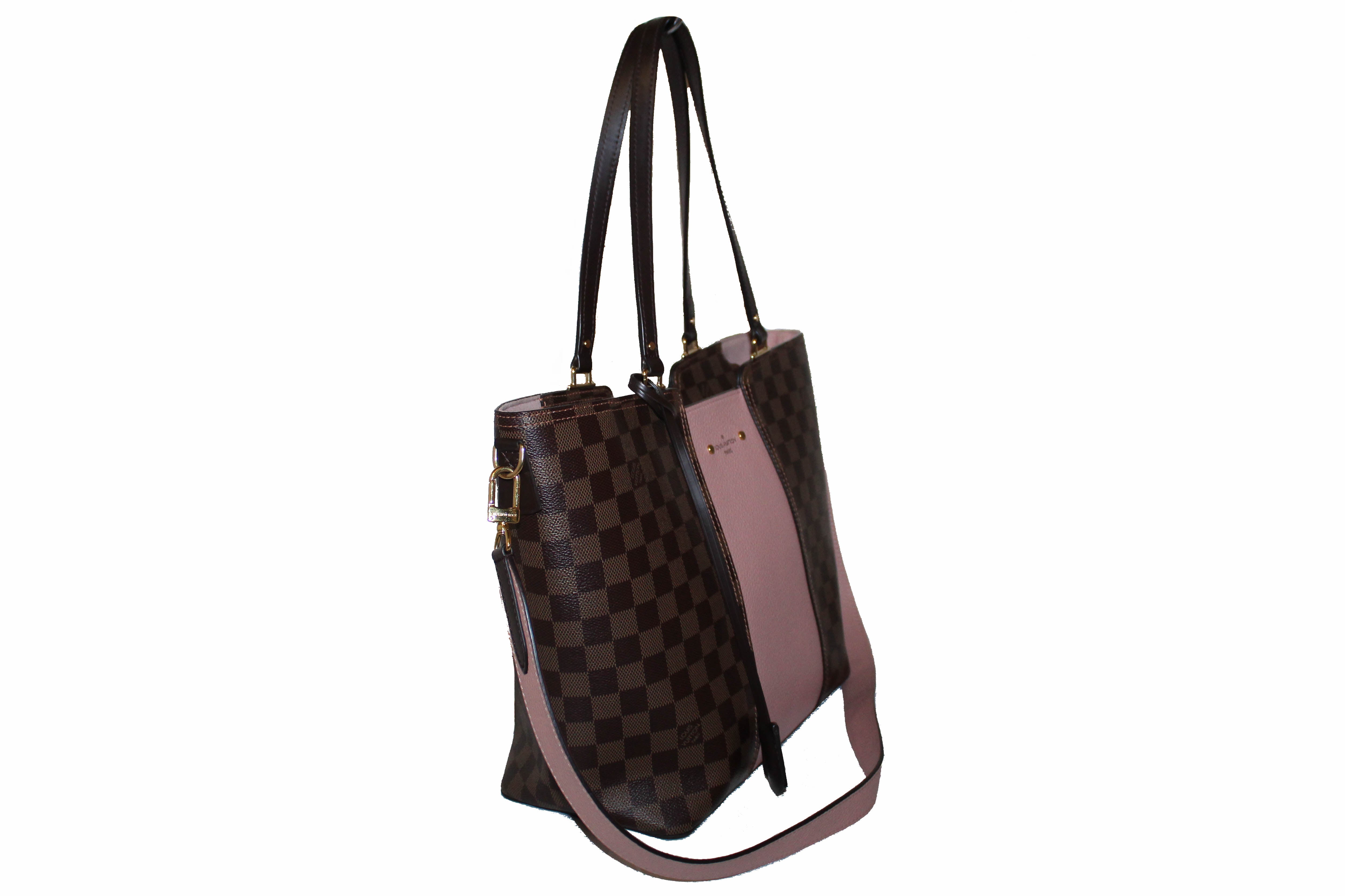 Authentic Louis Vuitton Damier Ebene Pink Jersey Tote Shoulder Bag for Women - Luxury Designer Handbag for Work, Travel & Everyday Use