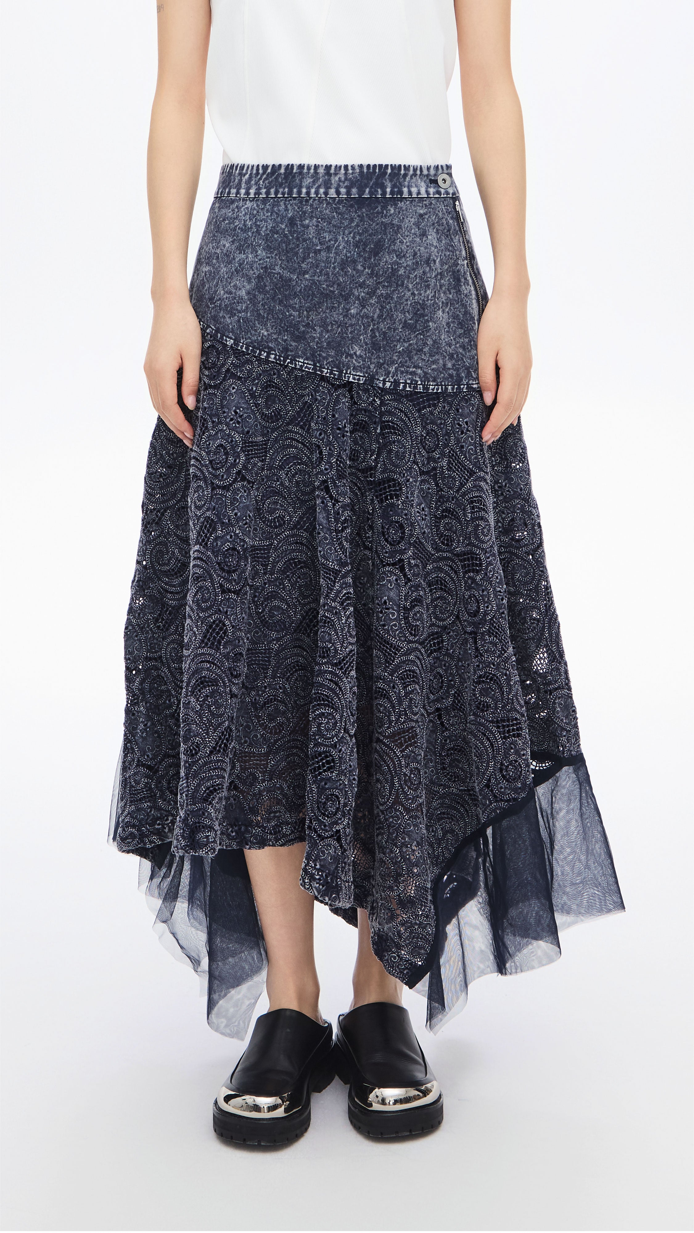 Elegant Cold Dye Lace Skirt for Women - Vintage Floral Embroidery Midi Skirt - Perfect for Weddings, Parties & Summer Outfits
