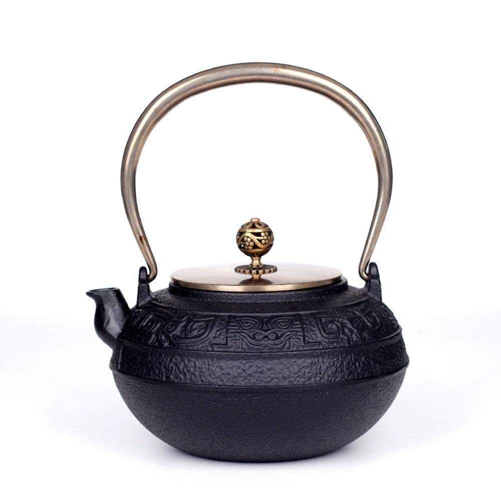 Premium Japanese Cast Iron Teapot with Copper Cover - 1400ml Large Capacity, Heat-Resistant & Healthy, Antique Black Design - Perfect for Tea Ceremonies, Home Use & Serving Guests - Ergonomic Grip for Comfortable Pouring