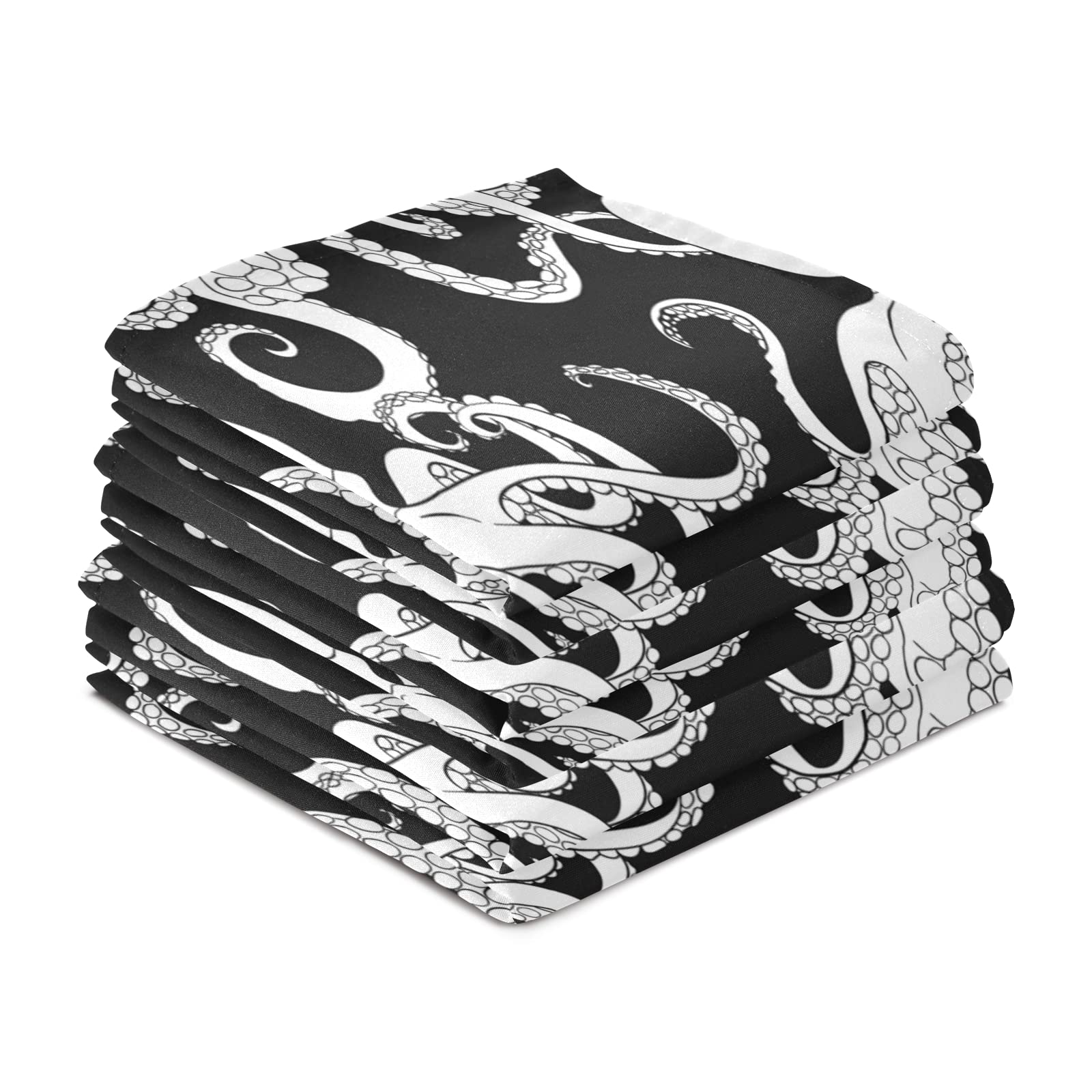 ALAZA Cartoon Octopus Kraken Black & White Kitchen Towels - Super Absorbent & Soft Dish Cloths (18x28 Inches, 1 Pack) - Perfect for Dishes, Bar Cleaning & Tea Time
