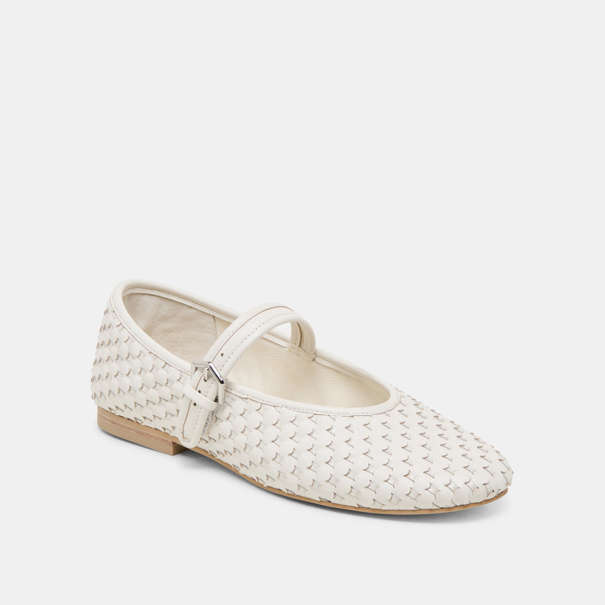 Roslyn Woven Ballet Flats for Women - True White Genuine Leather Comfortable Slip-On Shoes - Perfect for Work, Travel & Casual Outfits