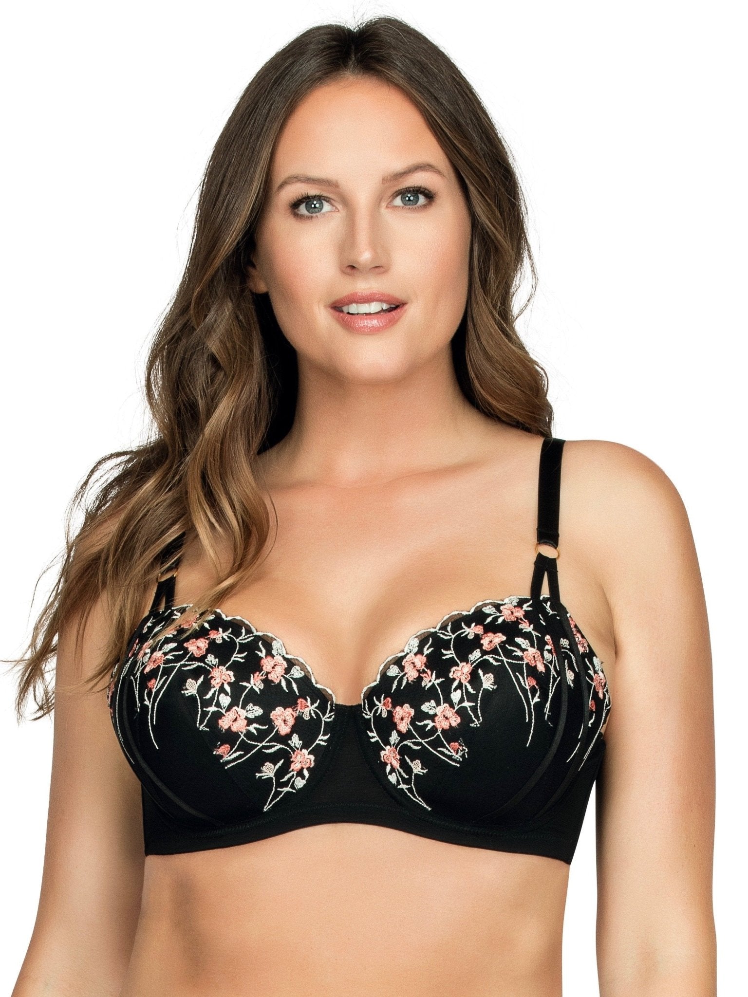 Parfait Briana Padded Bra - Plus Size 32C-44FF Black Floral Lace Underwire Bra for Women | Comfortable Everyday Wear & Special Occasions