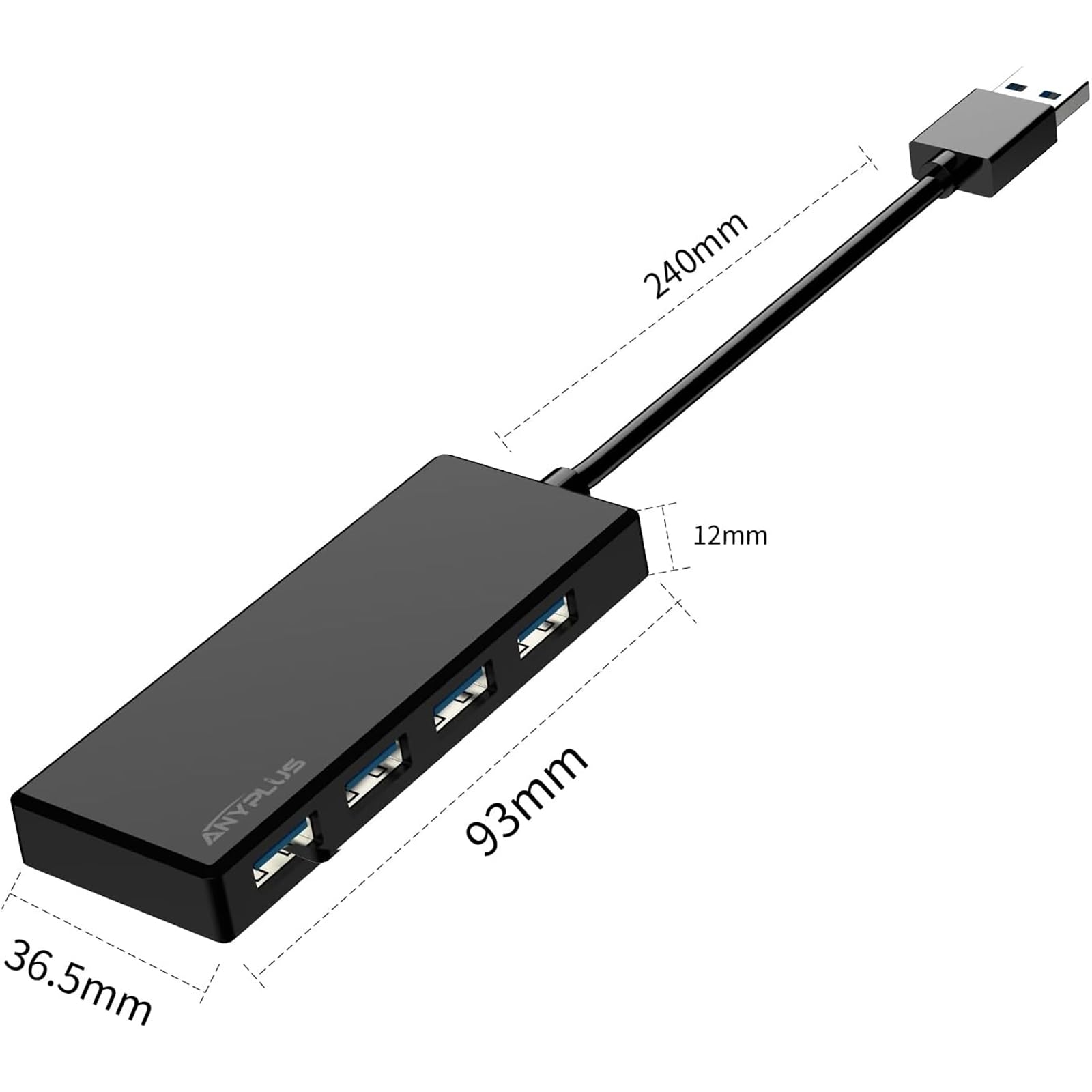 4-Port USB 3.0 Hub Splitter Adapter - High-Speed Data Transfer for Laptop, PC, Xbox, PS5, Printer & External HDD | Portable Multi-Port Expander for Home Office, Gaming & Workstation Setup
