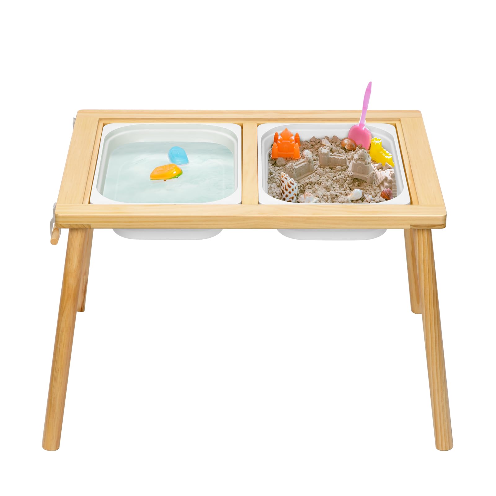 OOOK Multifunctional Sensory Activity Table for Toddlers - Solid Wood Play Desk with 2 Bins, Blackboard & Urban Traffic Map - Kids Sand & Water Play Table - Perfect Birthday Gift for Boys & Girls - Ideal for Home, Preschool & Daycare Sensory Play