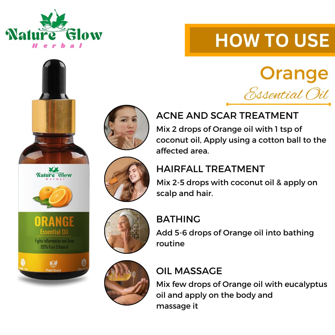Organic Orange Essential Oil for Skin & Hair - 100% Pure, Natural, Undiluted (15ml) | Hydrates Dry Skin, Nourishes Hair | Aromatherapy, Massage, DIY Beauty & Home Fragrance