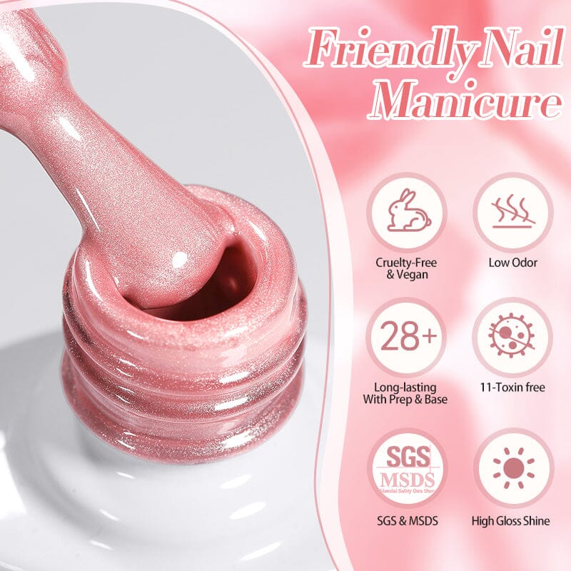 Pink Glass Cat Magnetic Gel Nail Polish - 10ml MY52 by Freedom Land - Perfect for Nail Art & Salon Manicures
