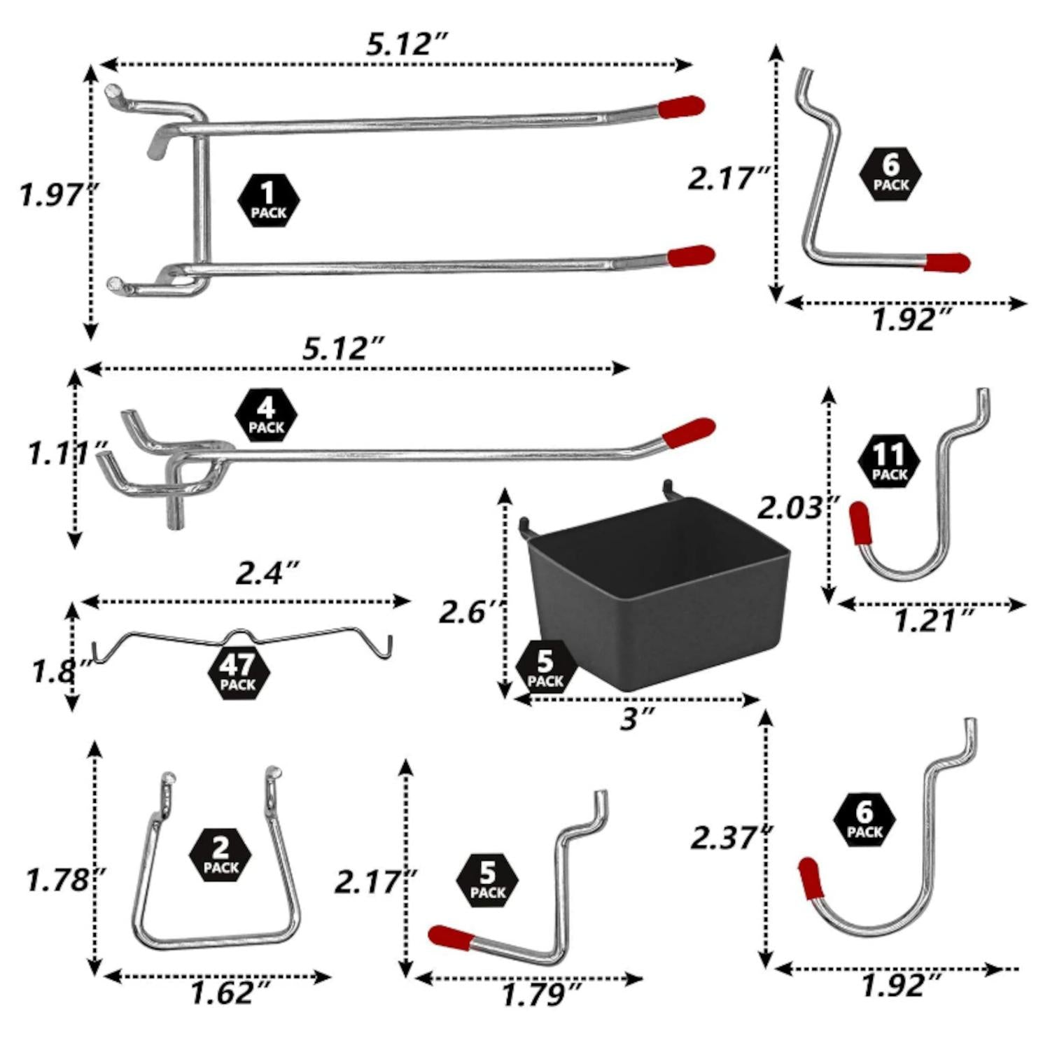 WEN WB114A 114-Piece Pegboard Accessory Kit - Hooks, Bins & Organizers for Garage, Workshop & Retail Display