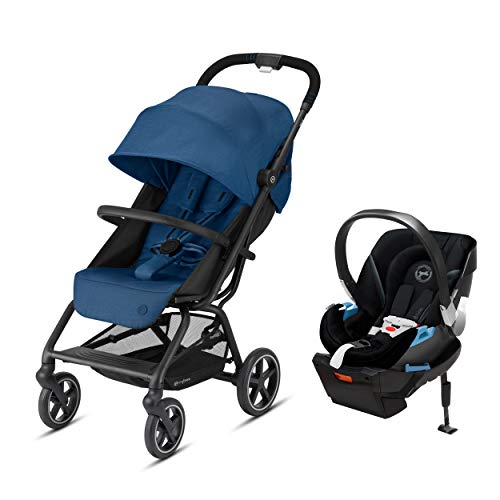 Cybex Eezy S+2 Lightweight Compact Travel Stroller with All-Terrain Wheels - Foldable Stands for Storage - Compatible with Aton 2 Car Seat (6 Months+, Navy Blue) - Perfect for Air Travel, City Walks & Outdoor Adventures