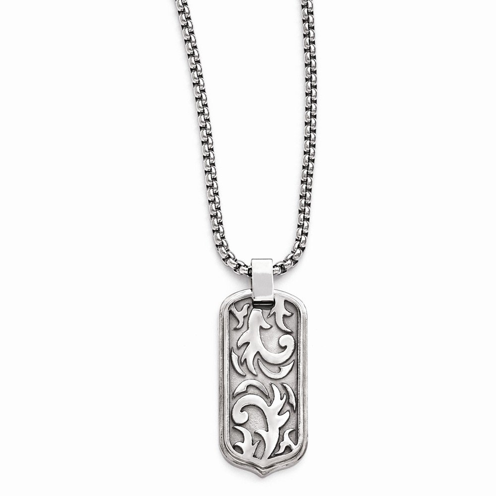 Jewels By Lux Edward Mirell Titanium Cable Dog Tag Pendant Necklace for Men - Stylish Military Inspired Jewelry for Everyday Wear & Gifts