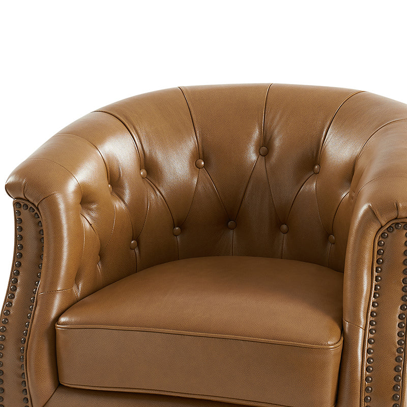 Morris Chesterfield Traditional Rocker Button Tufted Swivel Chair - Classic Leather Upholstered Recliner for Living Room, Office & Study - Perfect for Relaxing, Reading & Entertaining Guests