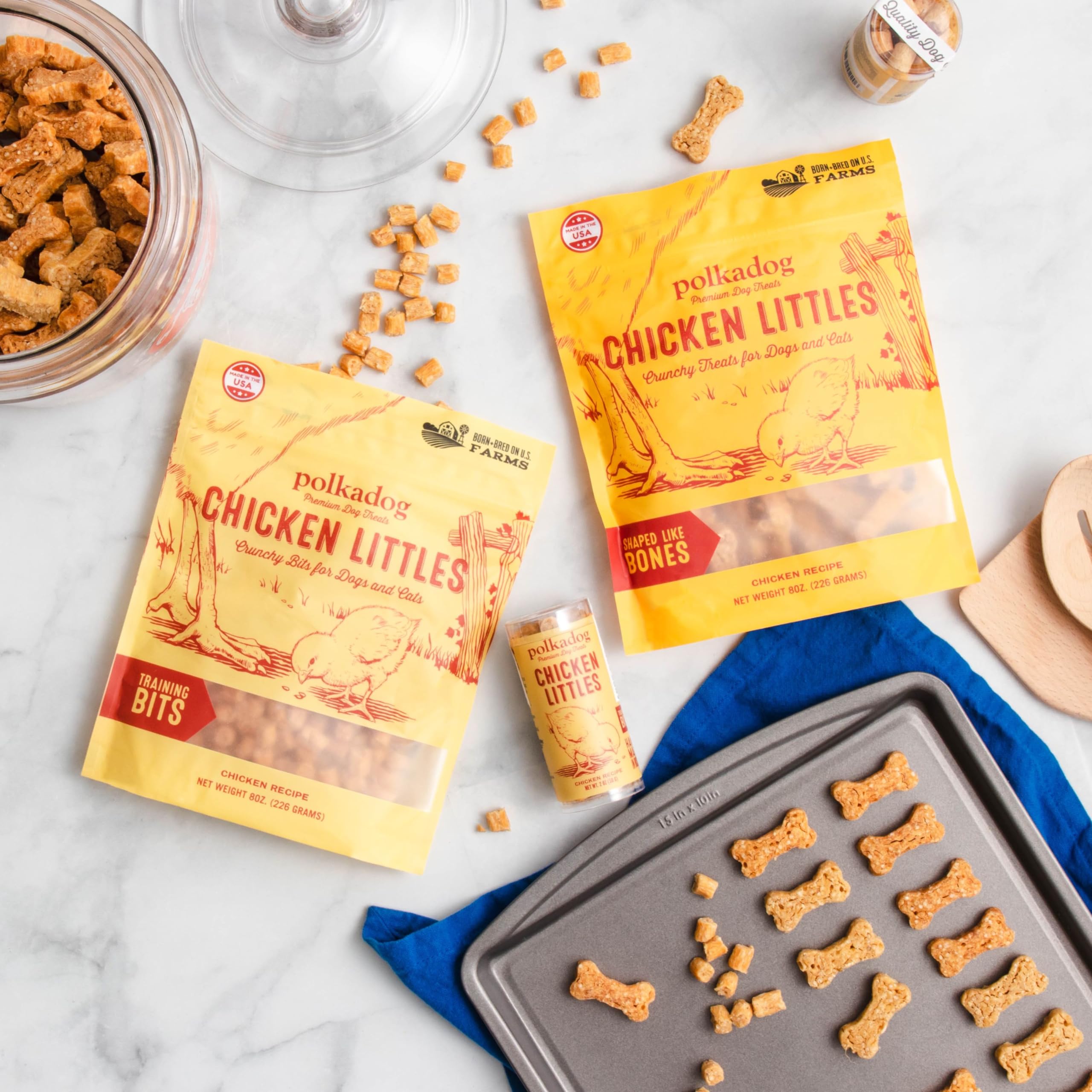 Polkadog Chicken Littles All-Natural Dog & Cat Treats - Grain-Free Puppy & Kitten Snacks with Real Chicken - 2 oz Bag | Perfect for Training Rewards, Travel Treats & Daily Pet Nutrition