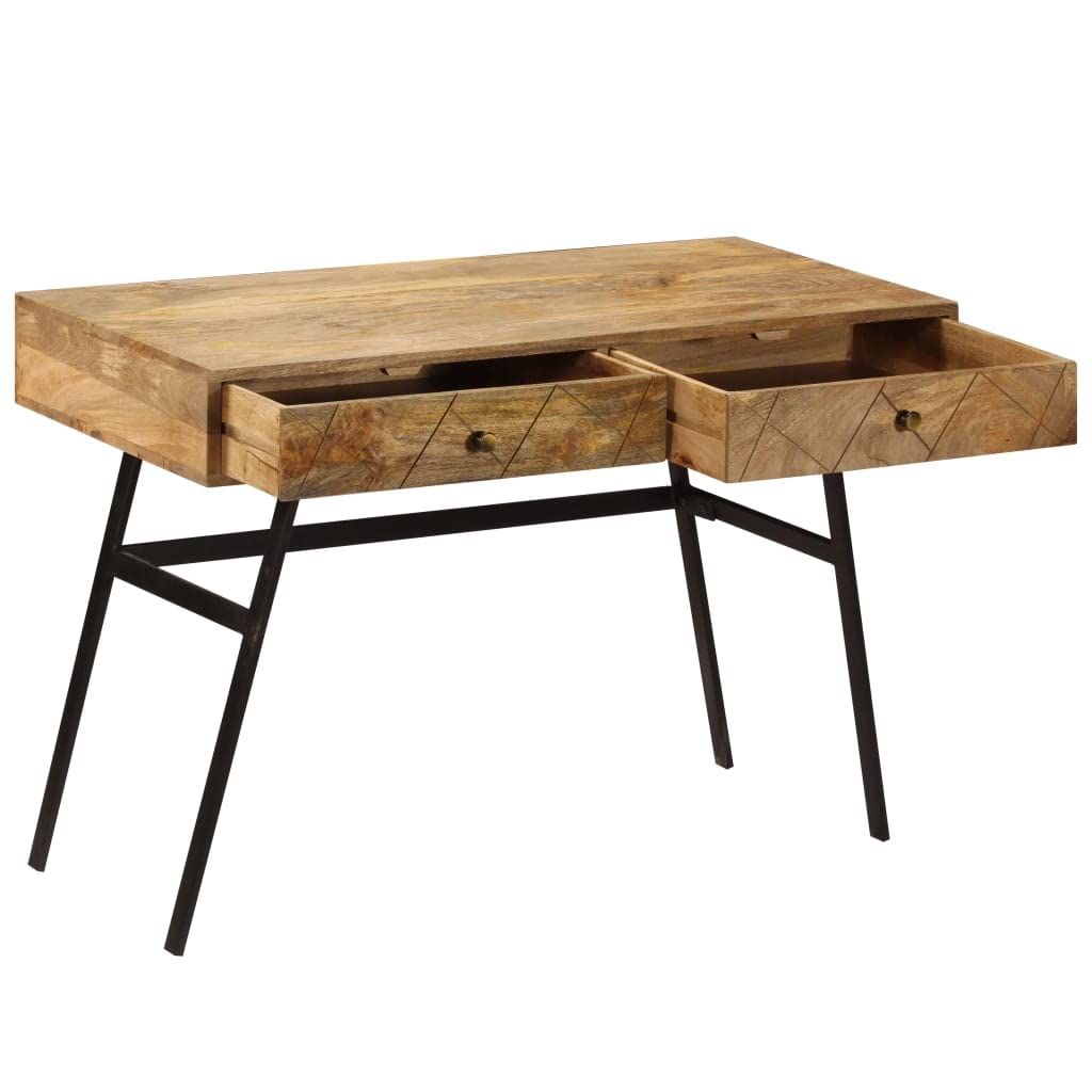 CHARMMA Solid Mango Wood Writing Desk with 2 Drawers - 43.3