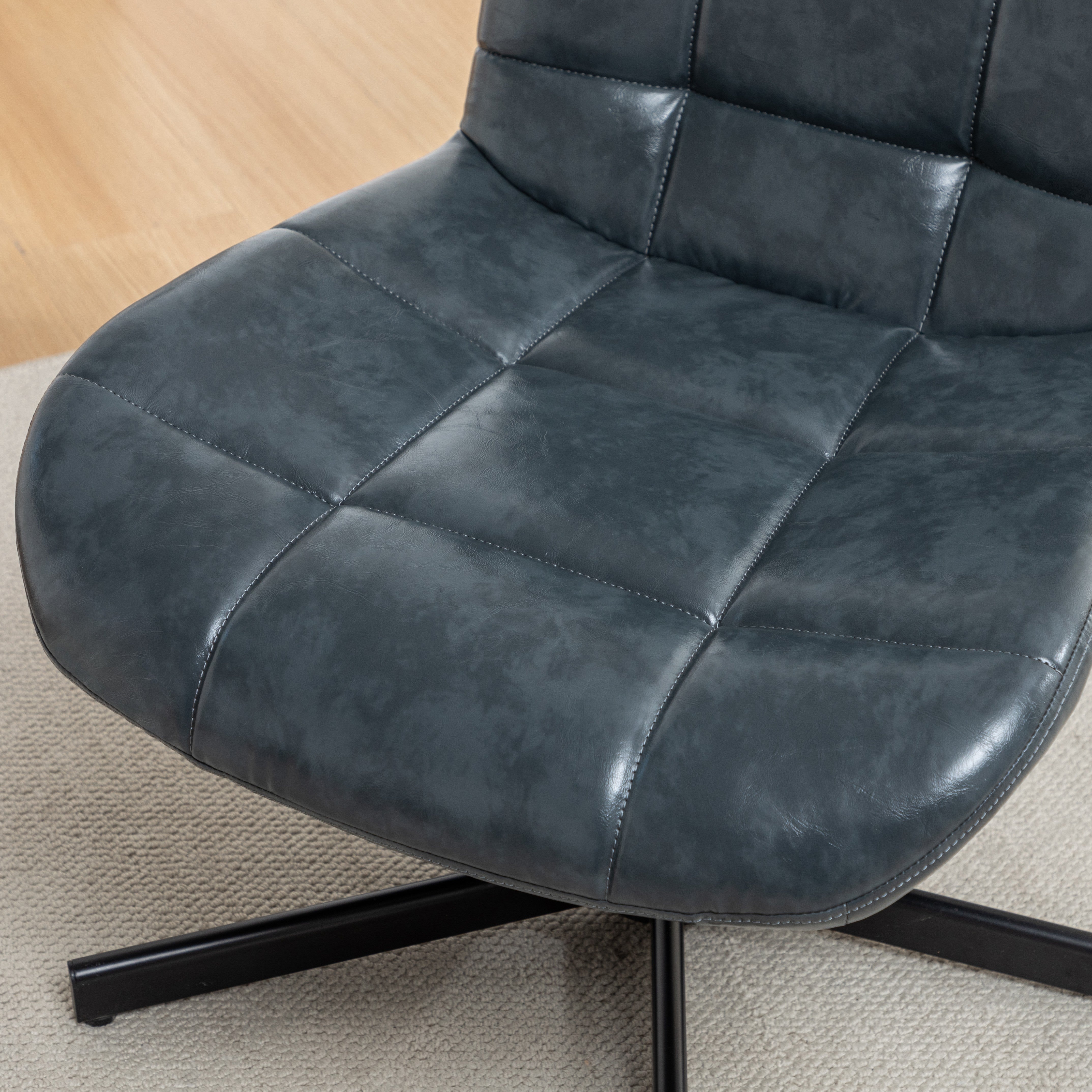 Roundhill Furniture Arlena Faux Leather Tufted Swivel Accent Chair - Modern Living Room Lounge Chair for Home Office, Reading Nook & Bedroom Decor