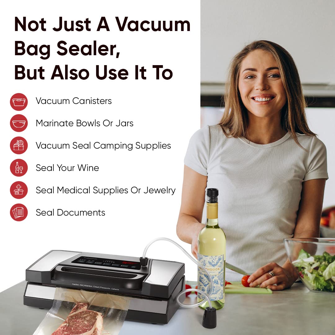 Magic Mill MVS-5181 Professional Vacuum Sealer Machine with Cutter & Jar Attachment | New Patent Handle for Food Bags, Marinate Bowls & Meal Prep Containers | Perfect for Home Kitchen, Meal Prepping & Food Storage