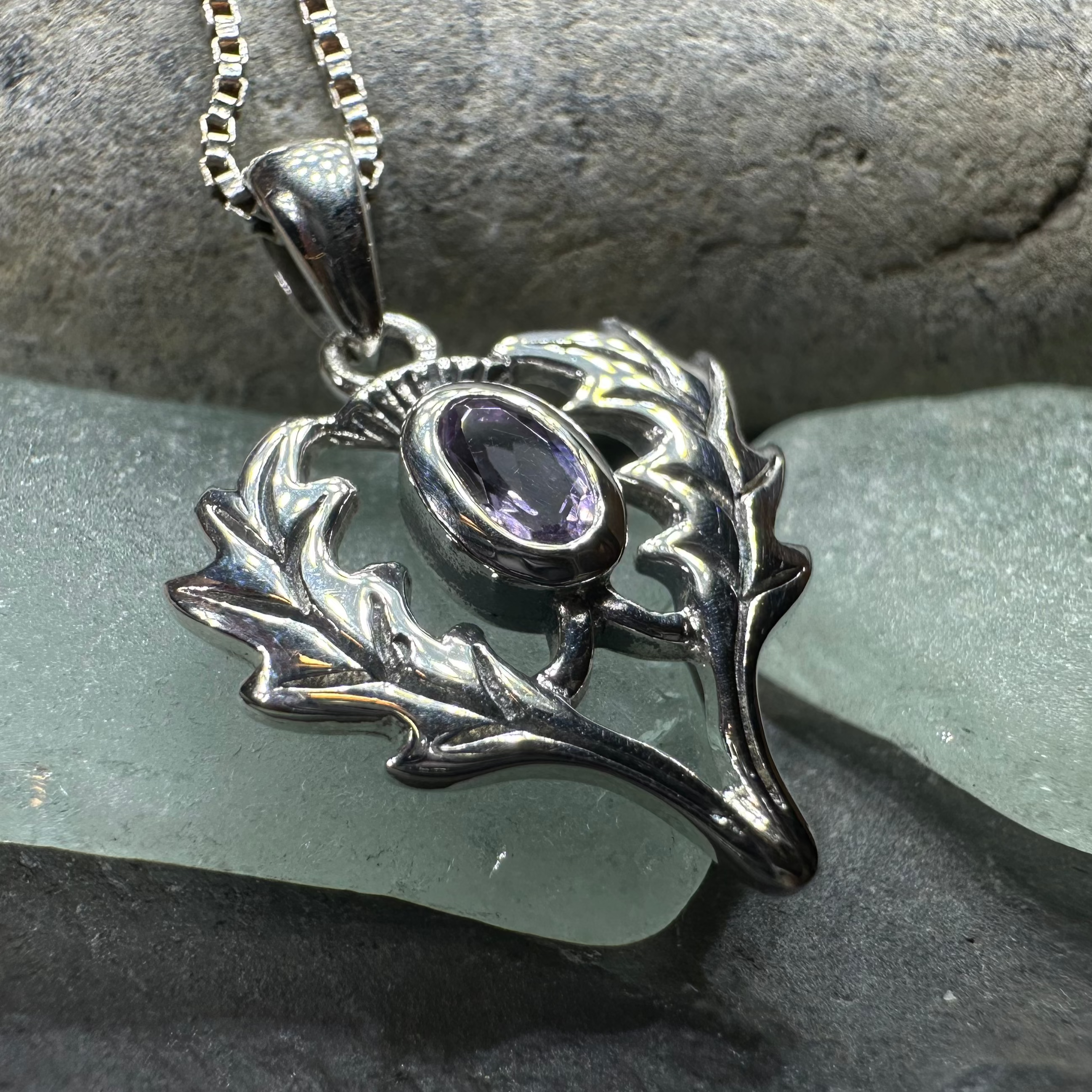 Argyll Thistle Necklace for Women - Scottish Thistle Pendant with Sterling Silver Chain - Perfect for Celtic Jewelry Lovers, Birthday Gifts & Special Occasions
