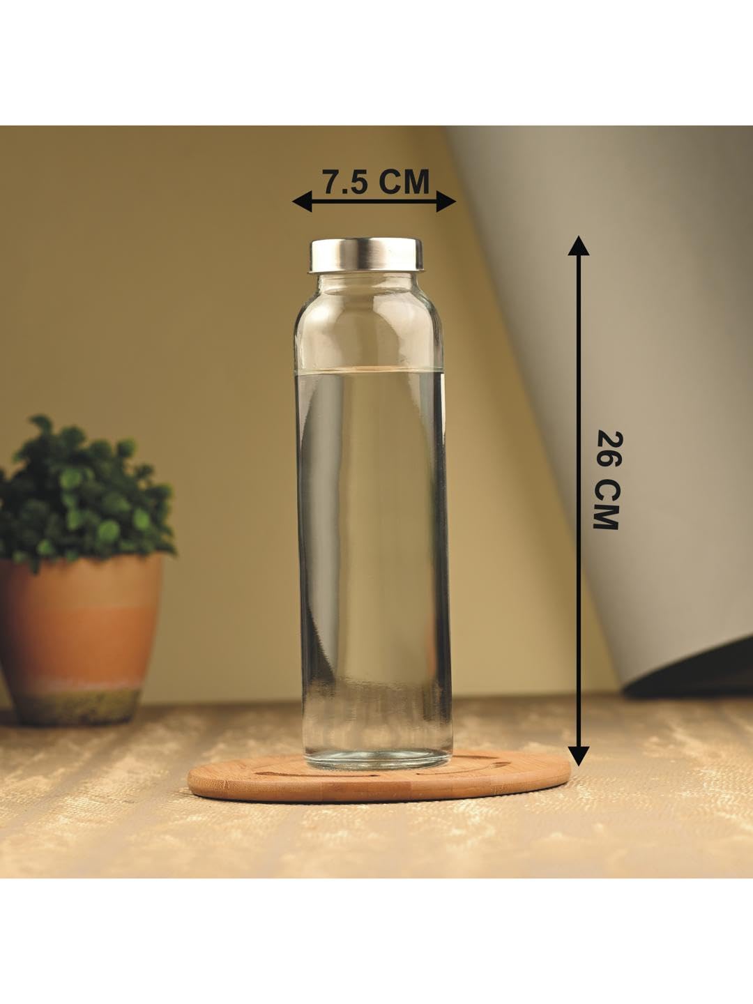 Stylish Sleek Transparent 850ml Glass Beverage Bottle - Food Grade Safe for Water, Juice & Drinks - Perfect for Home, Office, Gym & Outdoor Activities