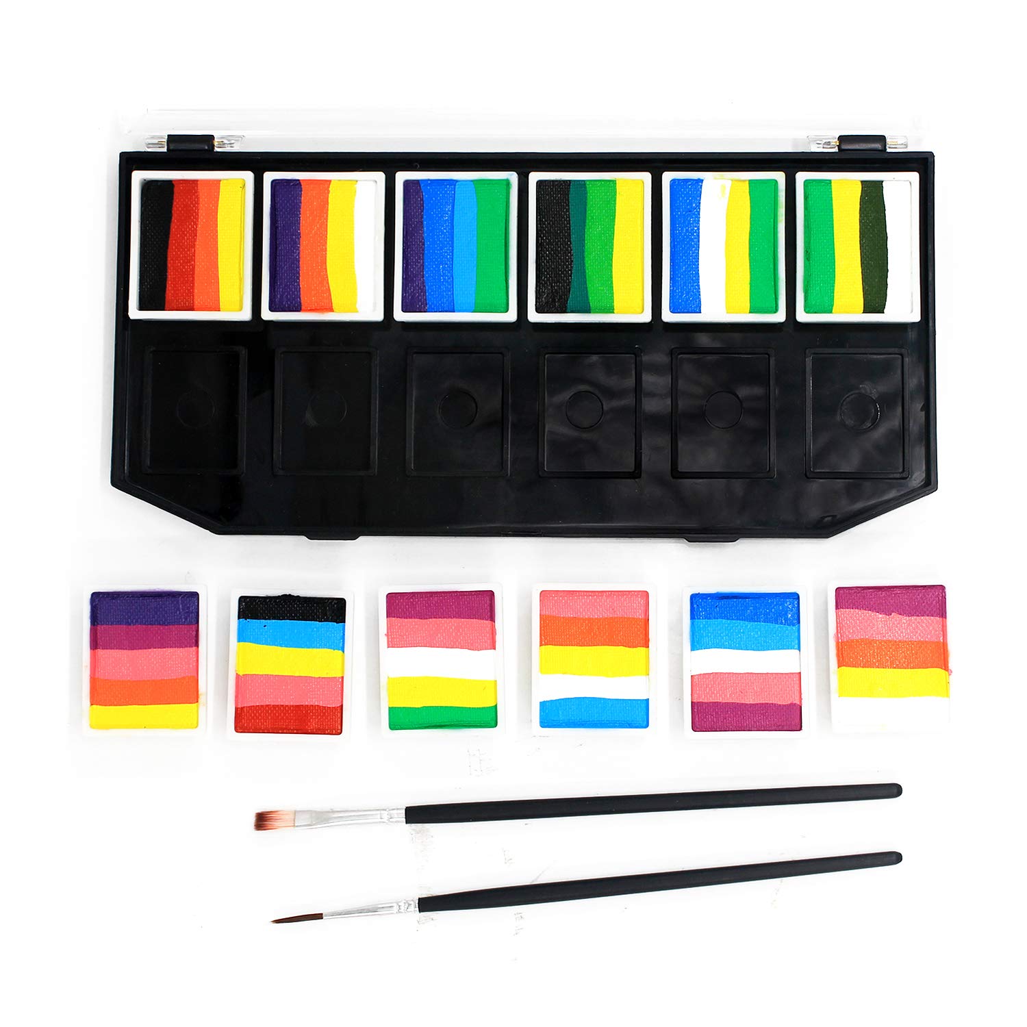 Shiyeen Professional Face Paint Kit - 12 Vibrant Split Cakes for Kids & Adults | Non-Toxic, Safe | Includes Brushes, Stencils & Tattoo Stickers | Perfect for Halloween, Cosplay, Birthday Parties & Face Painting Events