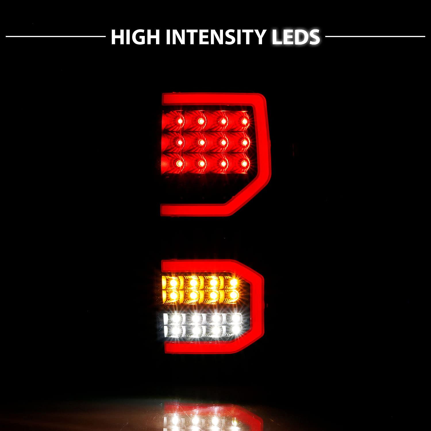 AmeriLite LED Tail Lights for 2007-2013 Toyota Tundra - Dark Black Dual C-Type Tube Replacement Brake Lamps | Enhanced Visibility & Style for Night Driving & Off-Road Adventures