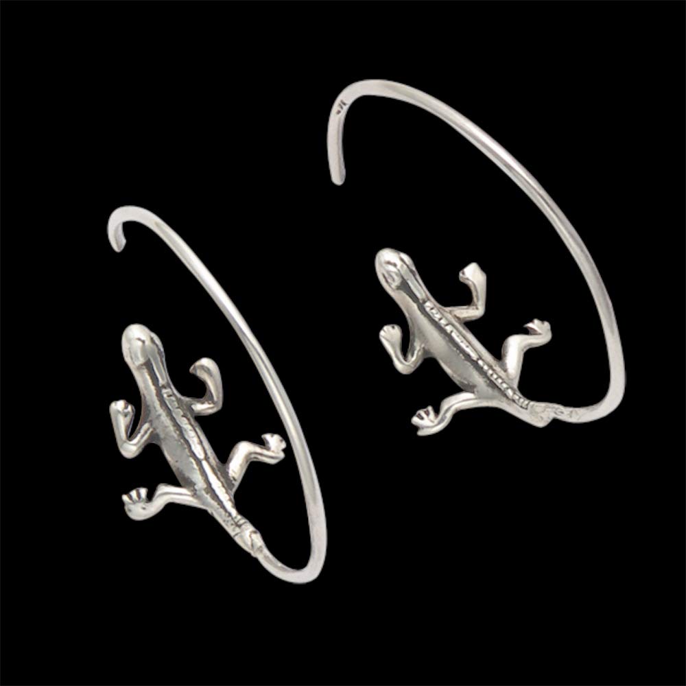 Sterling Silver Gecko Hoop Earrings for Women - Dainty Animal Jewelry for Everyday Wear, Gifts & Boho Style