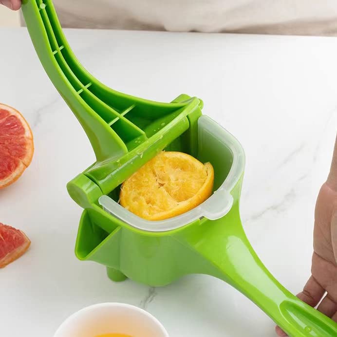 Heavy Duty Manual Fruit Juicer Press - Hand Crank Juice Extractor for Pomegranates, Lemons, Oranges, Apples & More | Green Stainless Steel Juicer for Home, Kitchen, Camping & Healthy Juicing