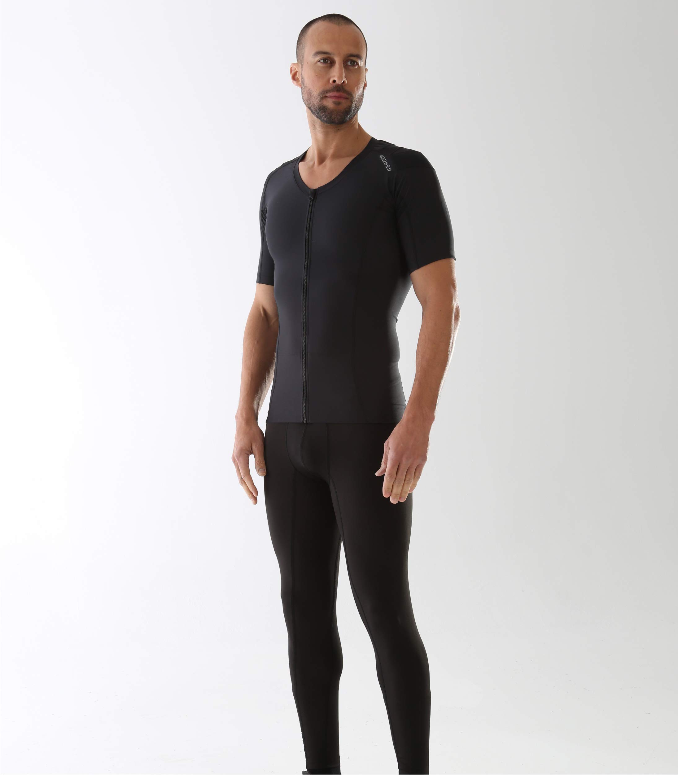 ALIGNMED Posture Shirt 2.0 for Men - Adjustable Zipper Back Support Shirt - Improve Posture & Reduce Back Pain - Perfect for Office Work, Driving & Daily Activities