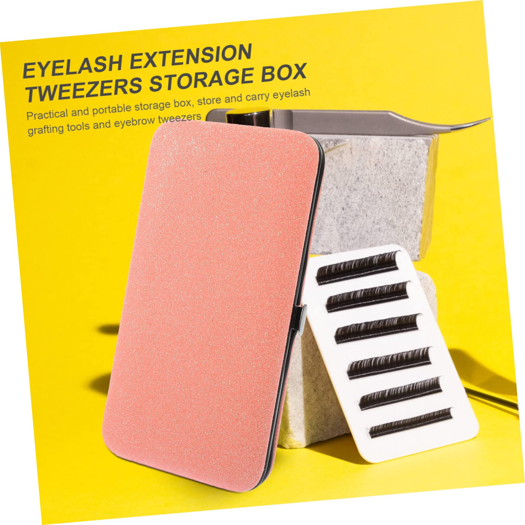 4-Piece Box Tweezers Set with Storage Bag - Professional Makeup Kit for Eyelash Extensions, Includes Lash Separator, Remover & Case - Perfect for Salon, Travel & Home Use (Pink)