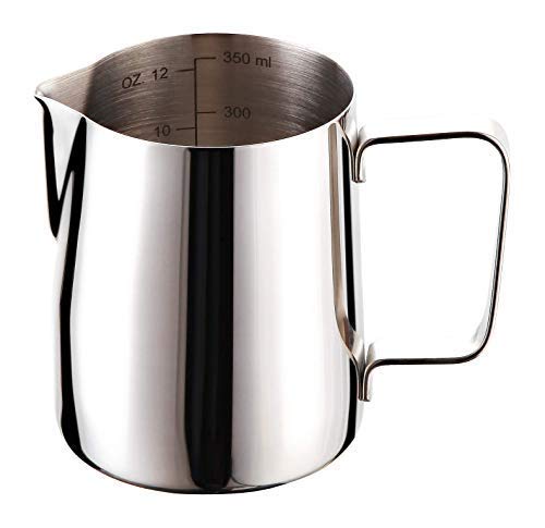 12oz Stainless Steel Milk Frothing Pitcher - 350ml Barista Steaming Pitcher for Latte Art, Espresso & Cappuccino | Perfect for Home & Professional Coffee Shops