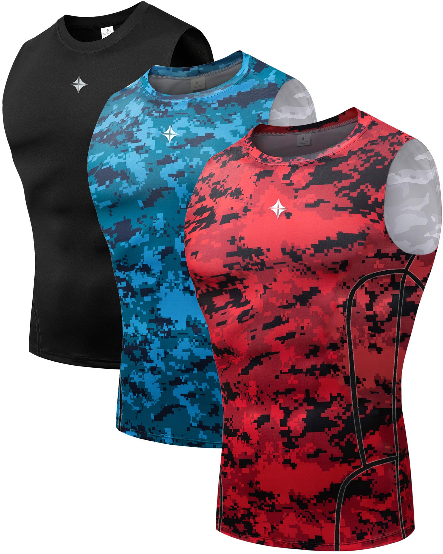 Milin Naco Men's Sleeveless Compression Shirts - UPF 50+ Dry Fit Workout Undershirt & Rash Guard for Gym, Running, Cycling & Outdoor Activities