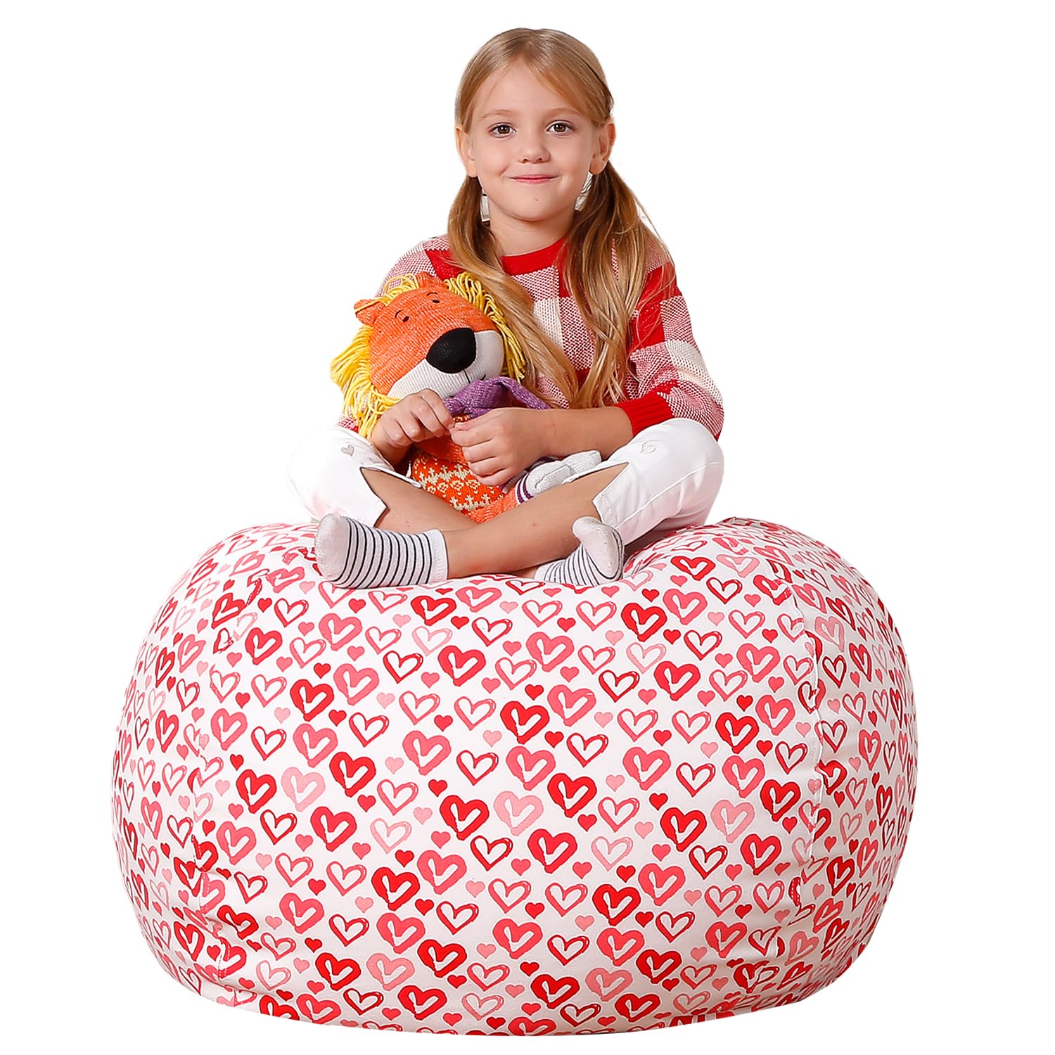 Aubliss Stuffed Animal Storage Bean Bag Chair - Convertible Plush Toy Organizer & Kids Bean Bag Seat - 38