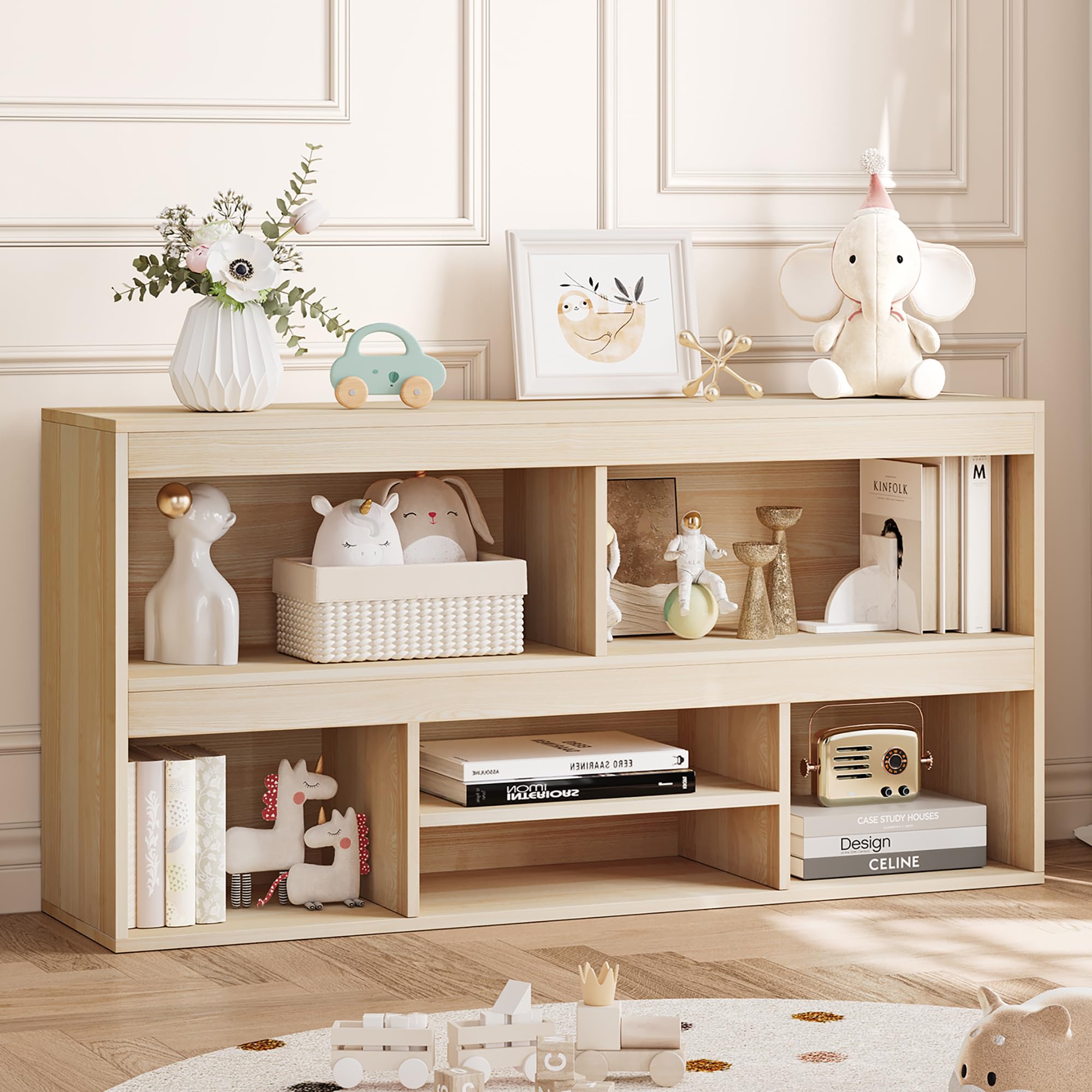 IDEALHOUSE 6-Cube Wooden Toy Storage Organizer & Kids Bookshelf - Multifunctional Storage Cabinet for Toys, Books & Decor | Perfect for Playroom, Classroom, Nursery & Kids Bedroom Organization