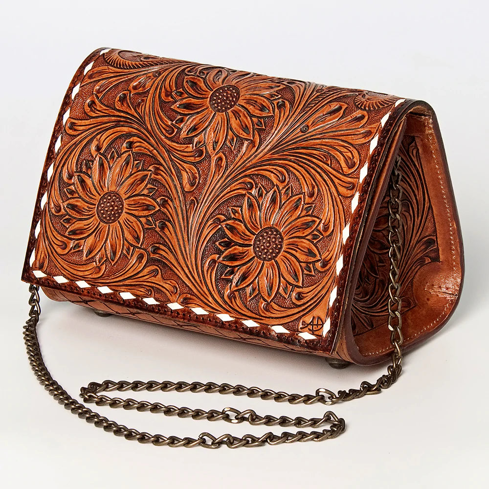 American Darling Genuine Leather Tooled Stitched Crossbody Purse for Women - Perfect for Everyday Use, Work & Travel