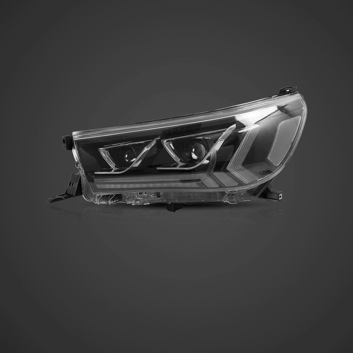 LED Headlight Assembly Dual Beam Projector Black for 2015-2020 Toyota Hilux SR5 8th Gen (GUN125, GUN126R) Pre-Facelift - Upgrade Your Night Driving Safety & Style