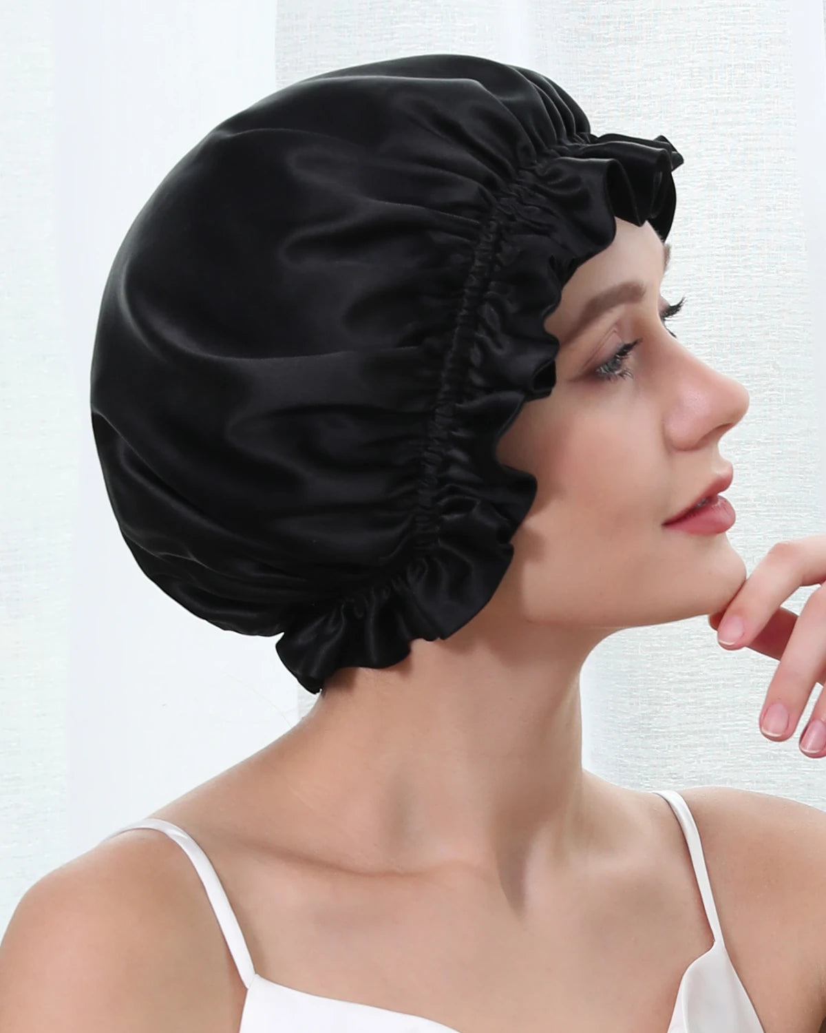 Luxury Flounced Silk Sleep Cap for Women - Soft & Breathable Night Hair Cover - Perfect for Bedtime, Travel & Hair Protection