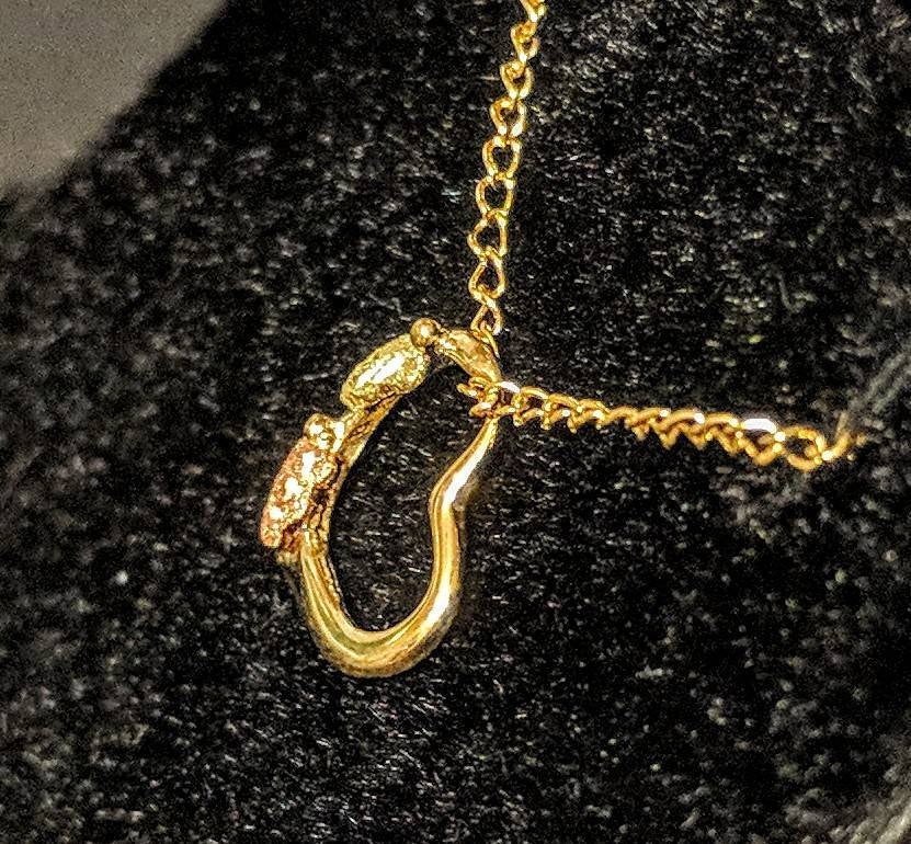 10kt Solid Gold Three-Tone Floating Heart Pendant with Red & Green Leaf Accents - Includes 18