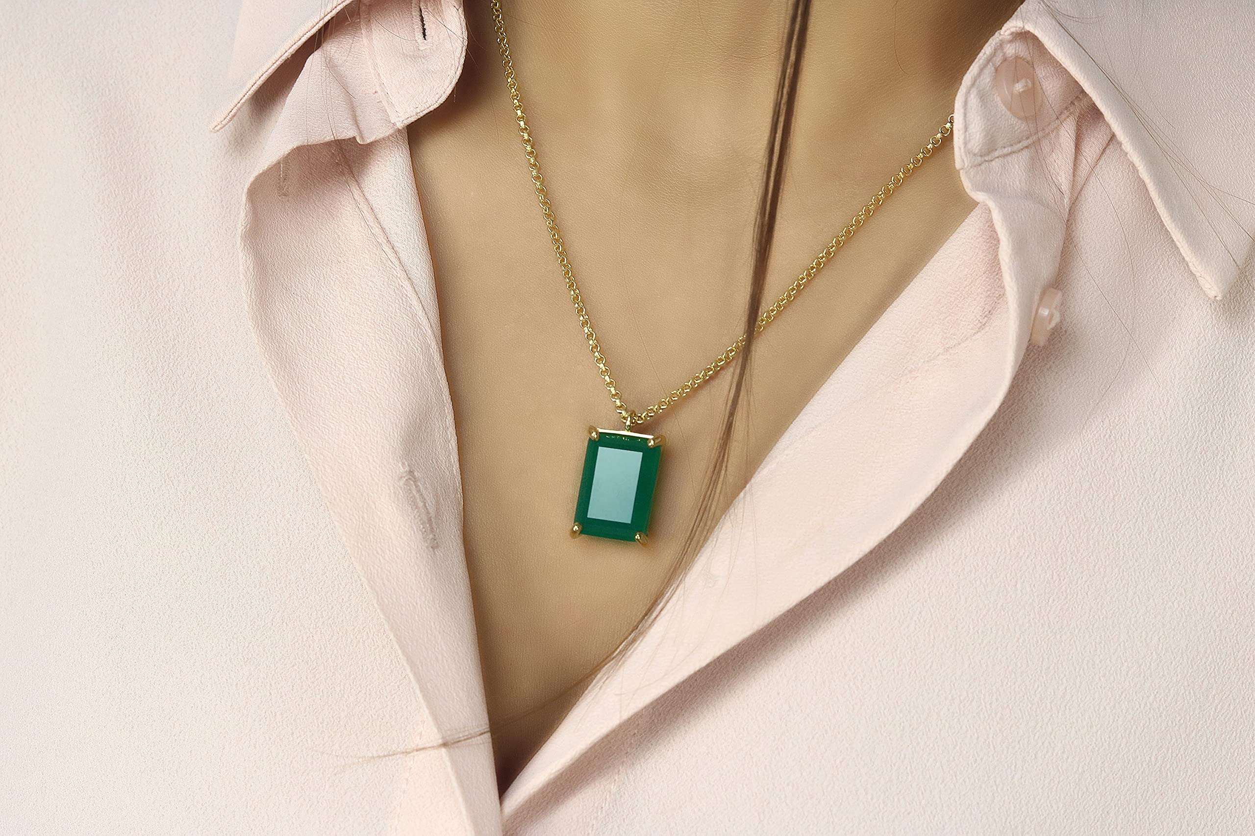 Artisan Green Onyx Gold Necklace - Healing Crystal Jewelry for Women | Elegant & Custom