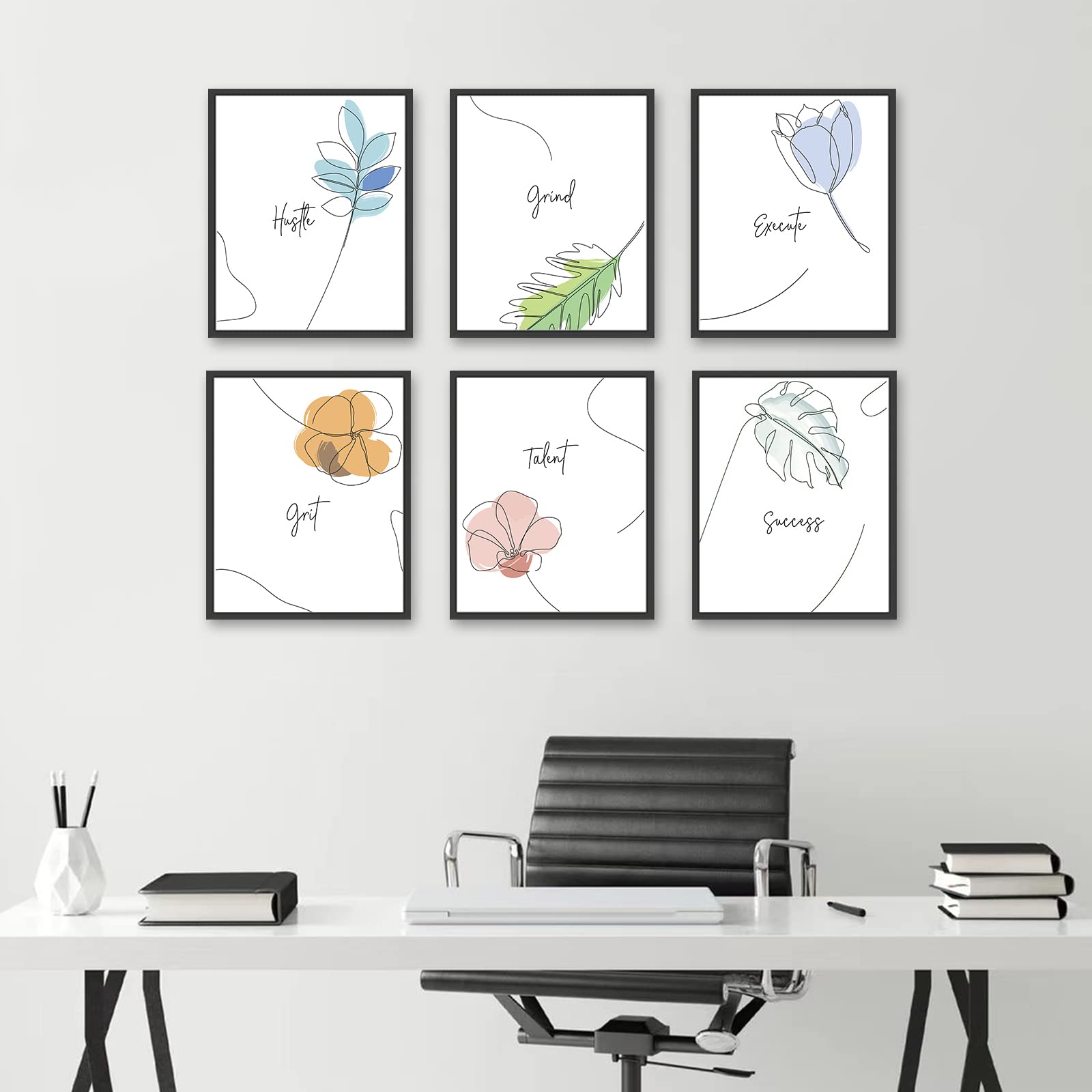 Minimalist One Line Drawing Tulip Canvas Print - Motivational Office Wall Art Poster for Home Decor (8x10in) - Perfect for Living Room, Bedroom & Workspace Inspiration