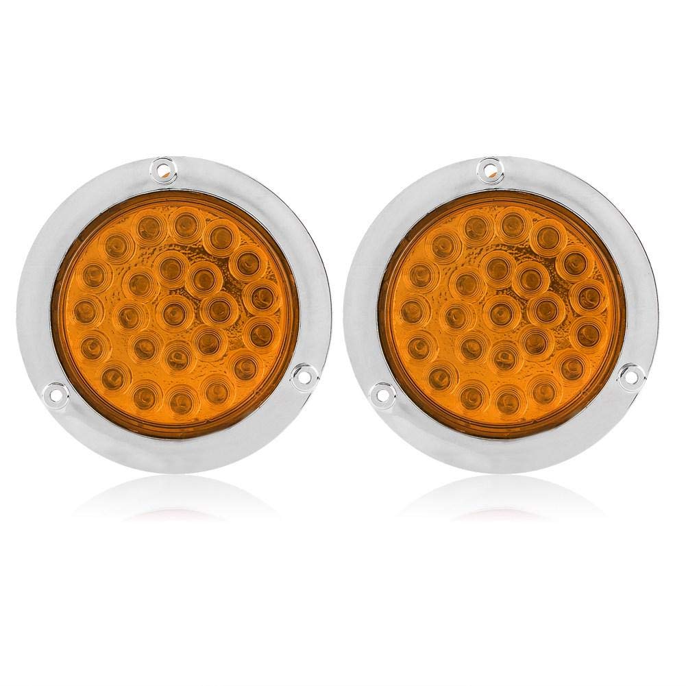 KIMISS 24-LED Side Marker Lights with Reflector - 1 Pair Amber Yellow LED Side Lights for Cars, Trailers, Trucks & Caravans | Durable & Bright for Night Driving & Safety