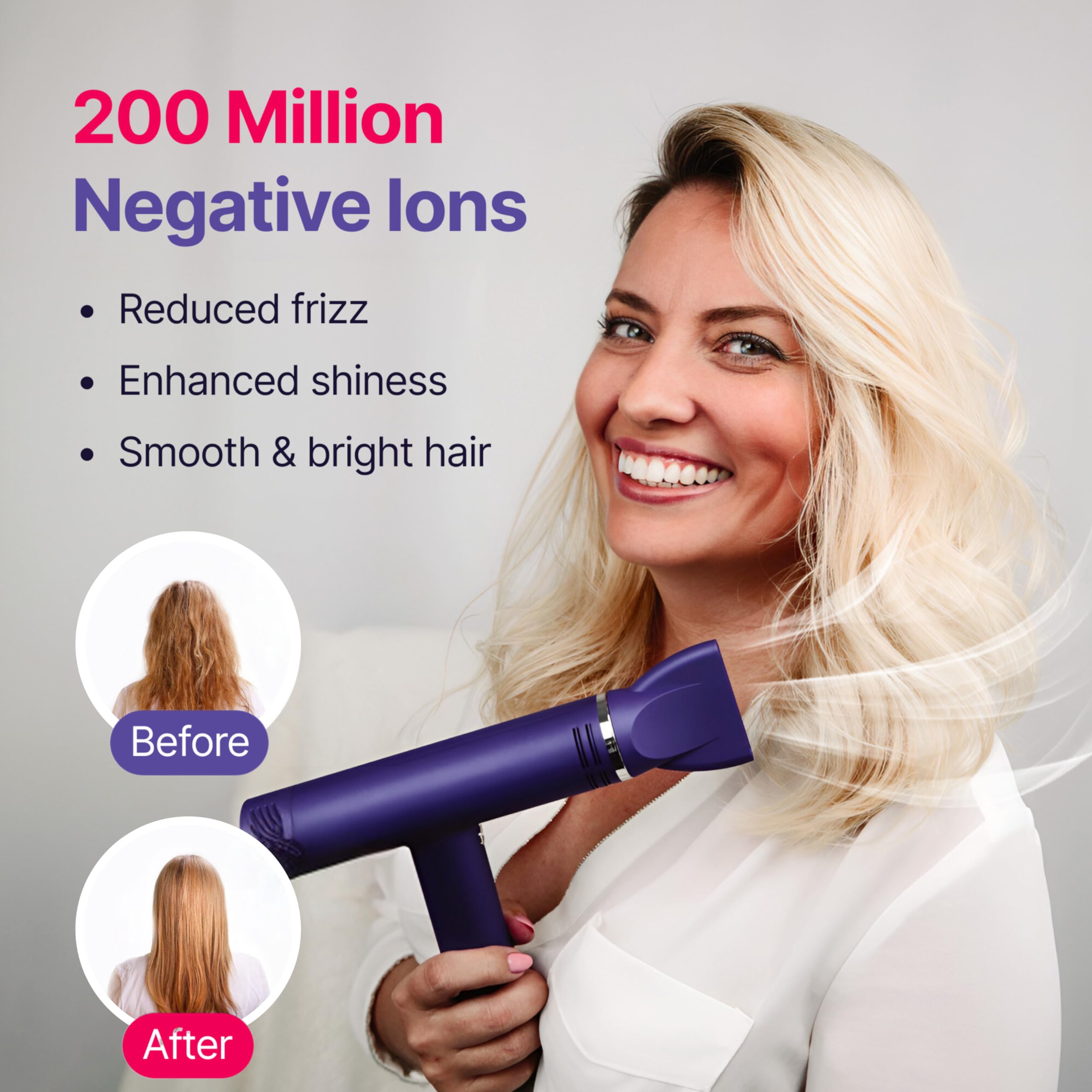 Professional 818 Pro Salon Hair Dryer & Straightener Set - 110,000 RPM High-Speed Ionic Blow Dryer with Diffuser & Titanium 2-in-1 Straightener/Curler - 9ft Detachable Cord for Home & Salon Use - Perfect for Styling, Smoothing & Volumizing Hair