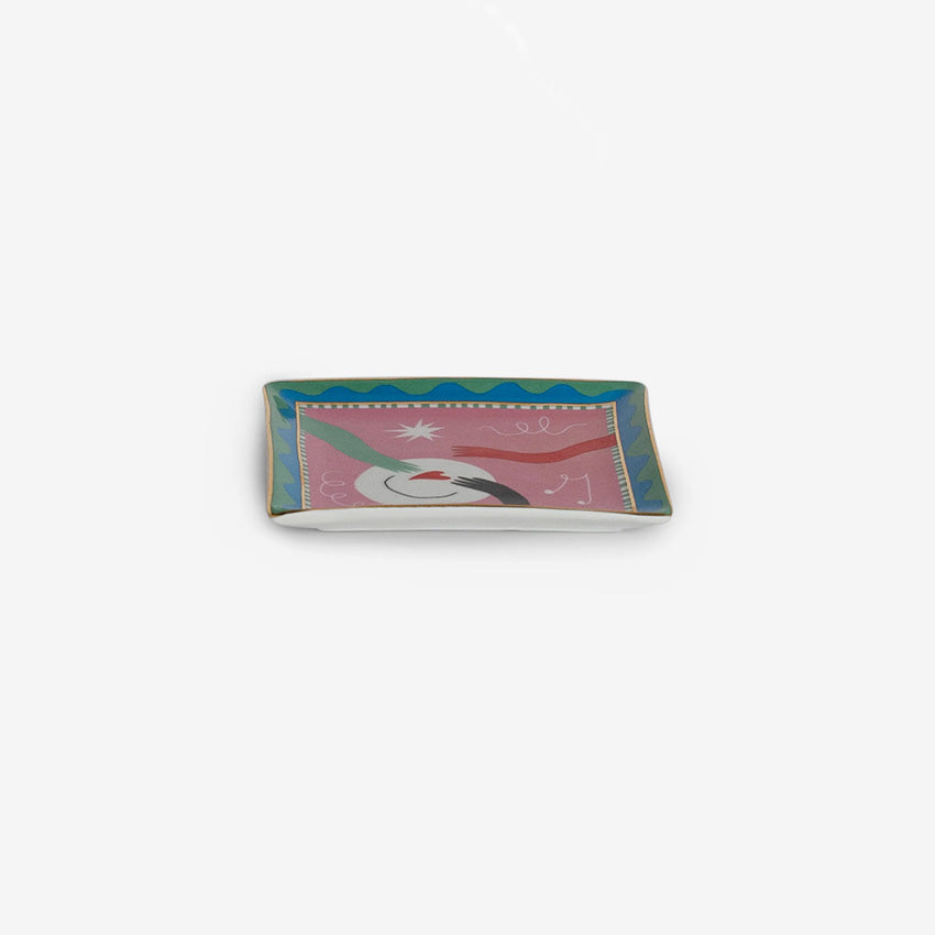 Bitossi Home Il Frutto Della Passione Square Trinket Tray - Handmade Italian Ceramic Jewelry Dish for Rings & Keys | Perfect for Bedroom Vanity, Entryway Organizer & Gift Giving