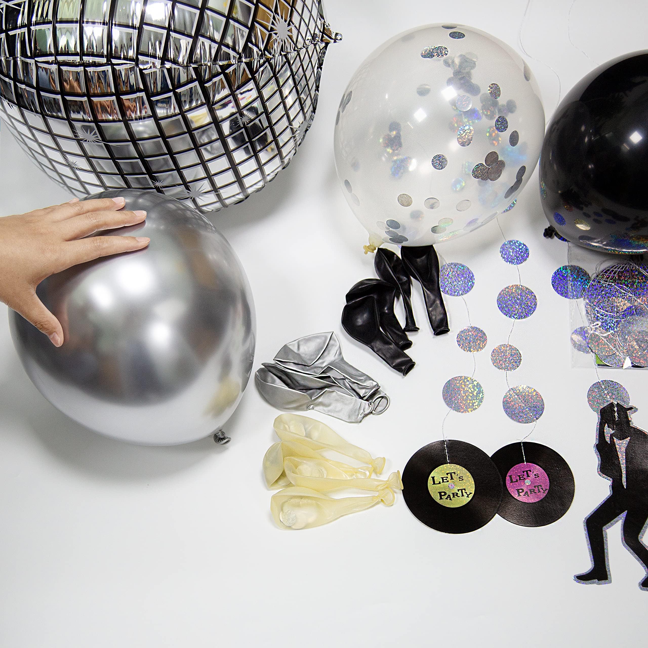 Cheerland Iridescent Disco Balloons Garland Set - Holographic Party Decor for Birthday, Bachelorette, 70s Dance & Neon Theme Celebrations - Perfect for Wall Decor, Photo Backdrops & Retro Party Supplies