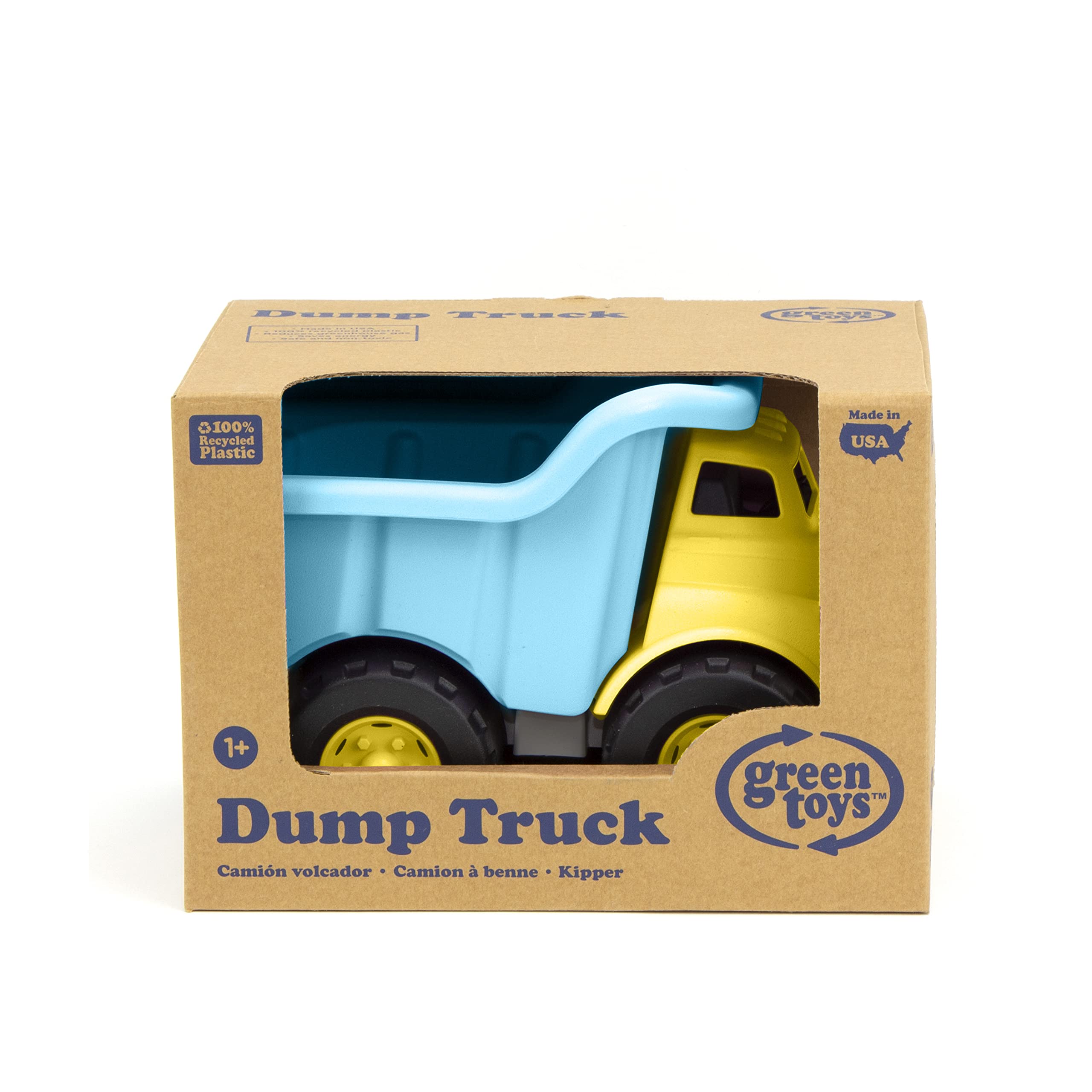 Green Toys Dump Truck - Eco-Friendly Turquoise/Yellow Construction Vehicle Toy for Kids | Perfect for Sandbox Play, Outdoor Adventures & Imaginative Playtime