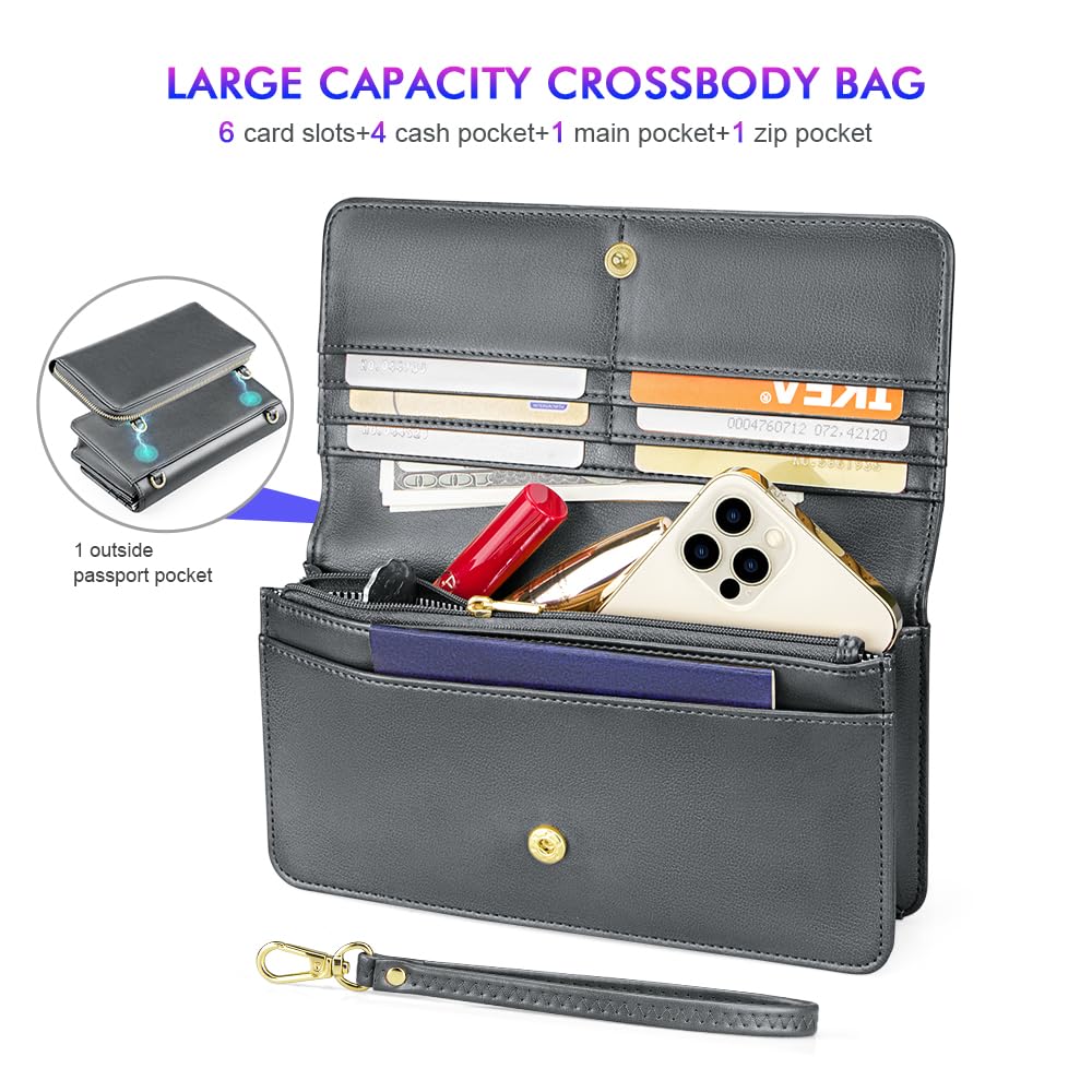 NUOKU Women's Crossbody Bag with Detachable RFID Blocking Wallet & Credit Card Holder - 2 Sizes Included | Perfect for Travel, Shopping & Everyday Use