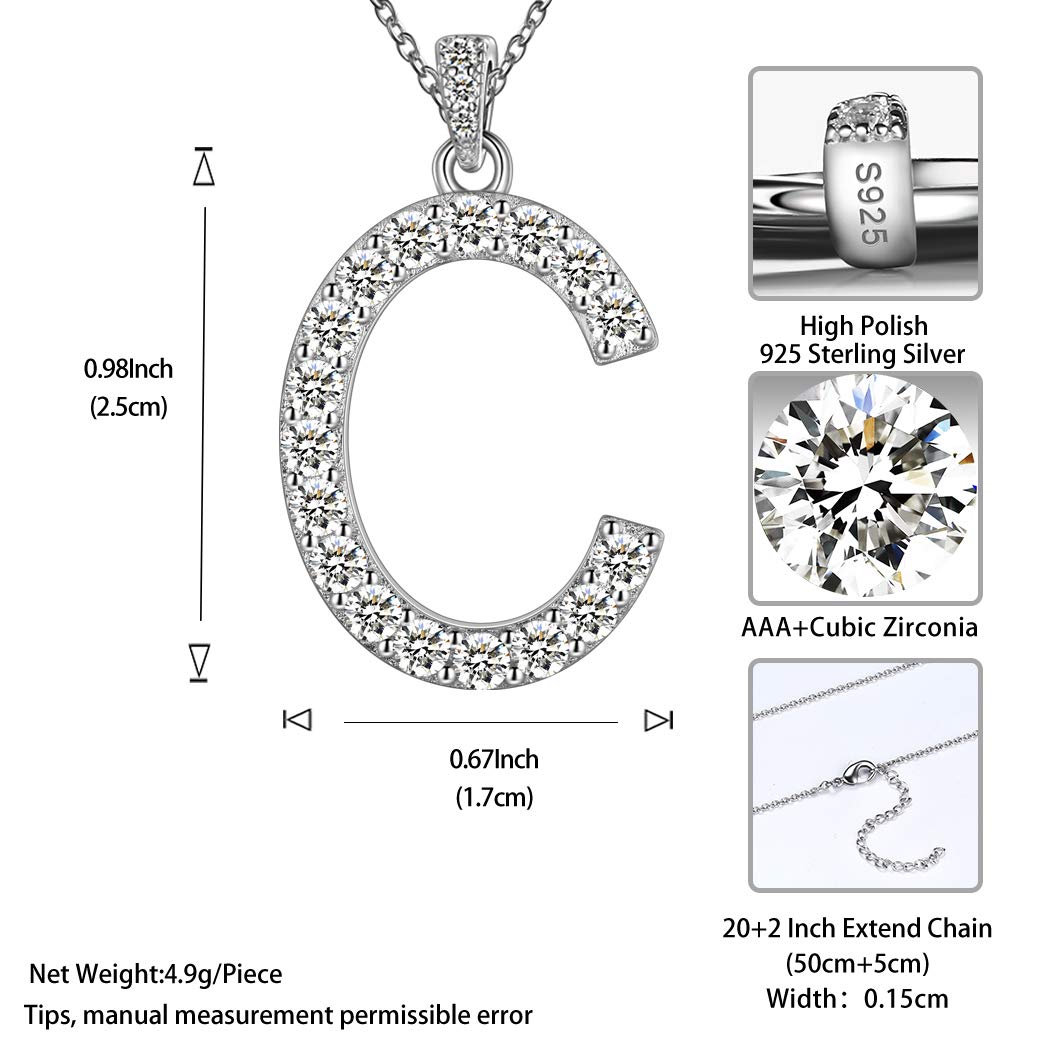 18K White Gold Plated Initial Letter Pendant Necklace for Women & Men - 925 Sterling Silver Cubic Zirconia Monogram Jewelry with Gift Box | Personalized Birthday Gift, Anniversary Present, Graduation Keepsake | Perfect for Daily Wear, Special Occasions & Meaningful Gifting