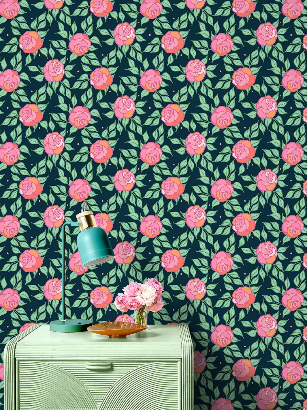 Barbie™ Peacock Floral Wallpaper - Elegant Home Decor for Living Room & Bedroom