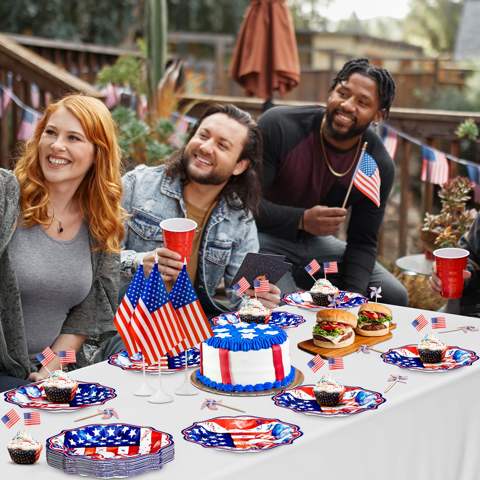 DYLIVeS 4th of July Patriotic Paper Plates - 9 Inch Disposable American Flag Star Plates for Memorial Day, Veterans Day & Independence Day Party Decorations - 80 Pack - Perfect for BBQs, Picnics & Patriotic Celebrations