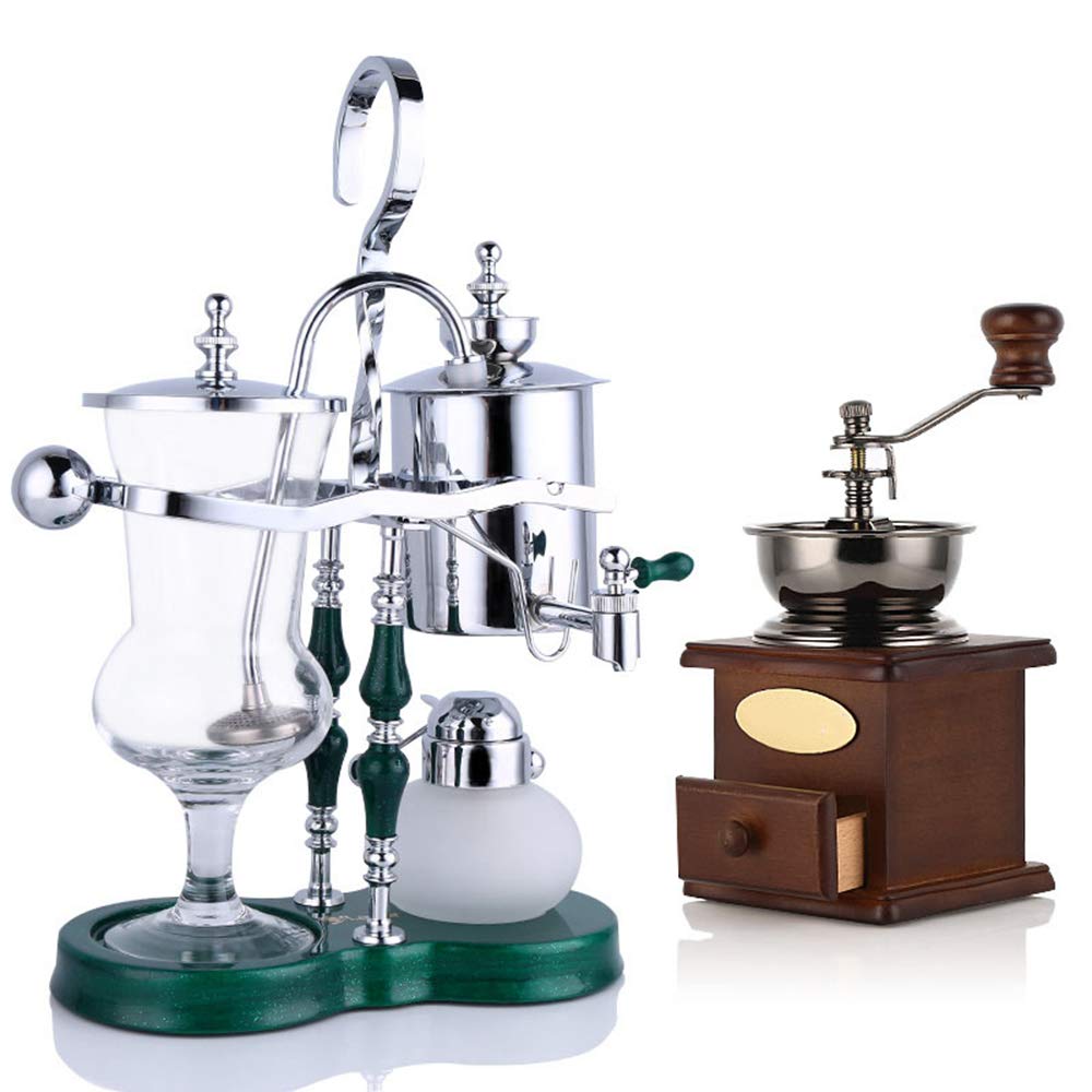 Premium Siphon Coffee Maker with Built-in Grinder - Balanced Plug Design & Eco-Friendly Wooden Base - Perfect for Coffee Shops, Home Brewing, Office Use & Unique Housewarming Gifts
