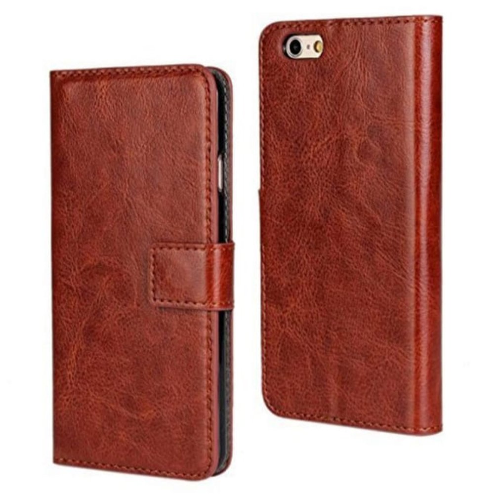 Premium Leather Flip Wallet Case for iPhone 7/8 with Card Slots, Kickstand & Magnetic Closure - Tan | Business Travel & Everyday Use Protective Phone Cover