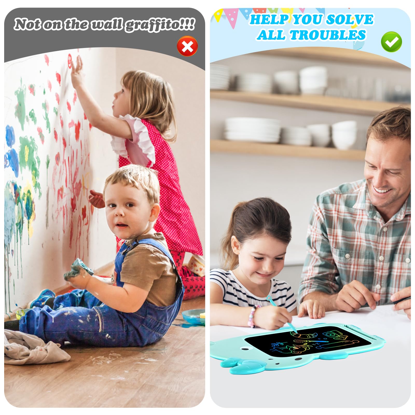 10 Inch LCD Writing Tablet for Kids - Doodle Drawing Pad with Rhinoceros & Dinosaur Design | Educational Toy for Boys & Girls Ages 3-8 | Perfect Birthday, Christmas, Easter & Thanksgiving Gift | Portable Drawing Board for Home, School & Travel Activities